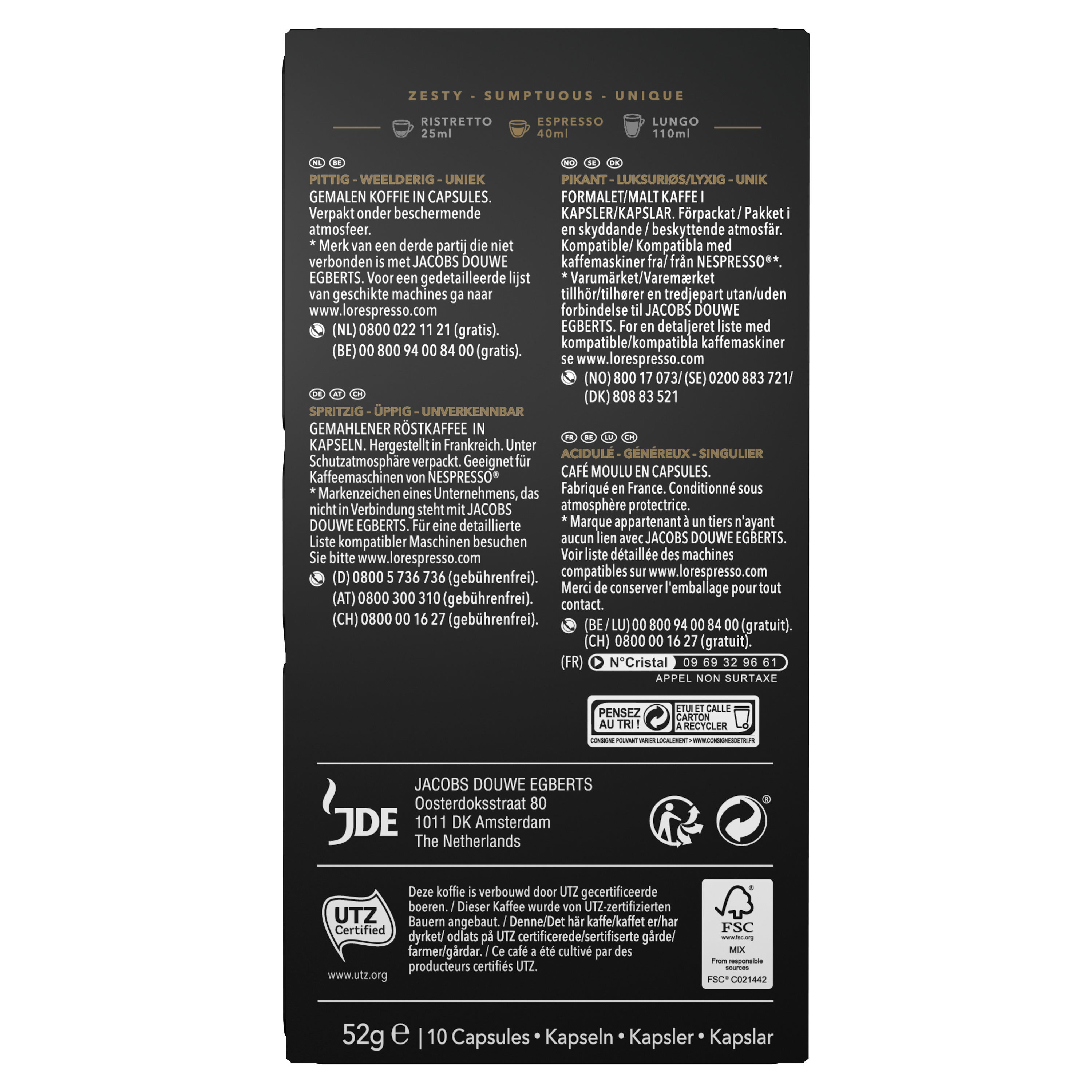 Voir la diapositive 2 : L'OR ESPRESSO Capsules de café satinato n°6 compatibles Nespresso 10 capsules 52g