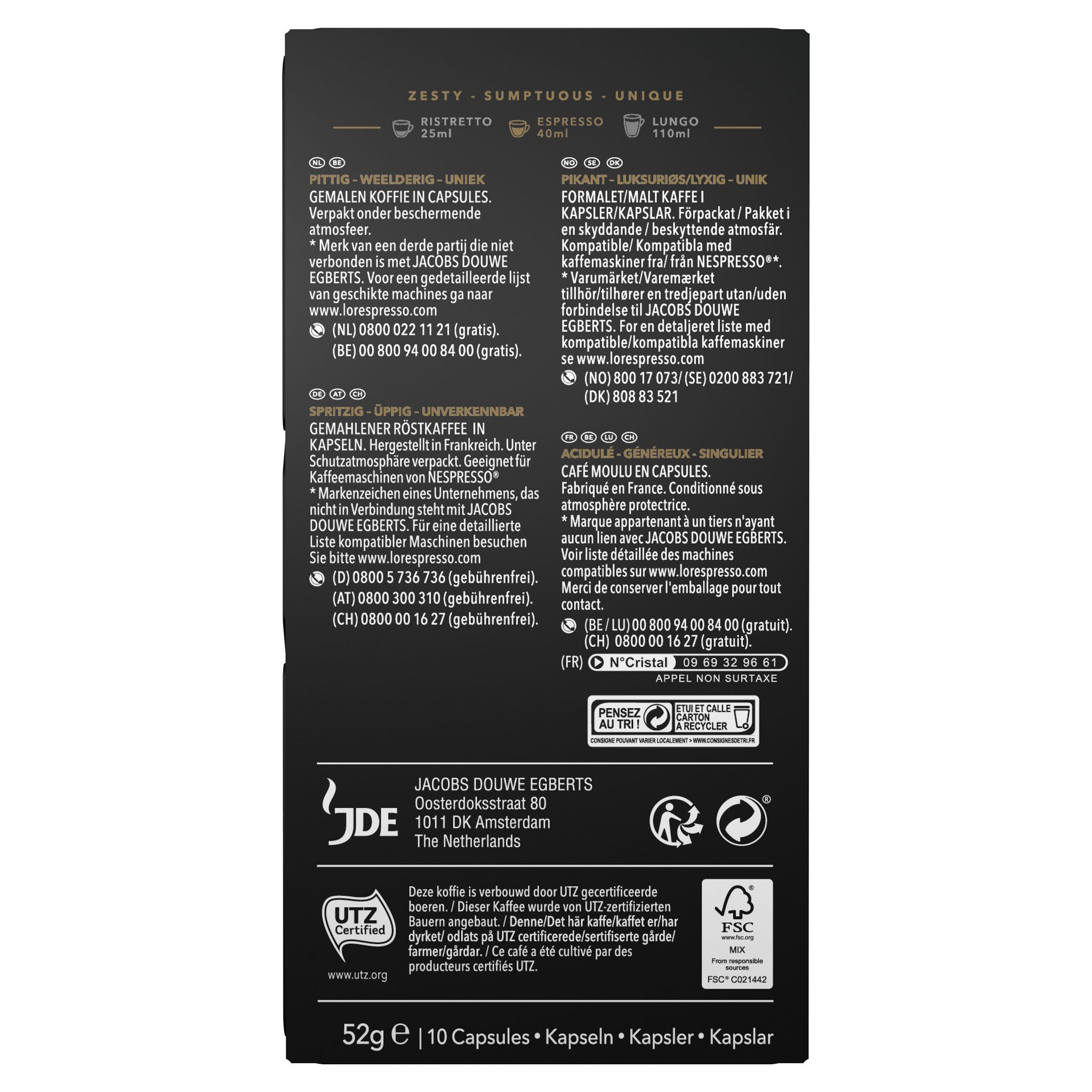 Voir la diapositive 2 : L'OR ESPRESSO Capsules de café satinato n°6 compatibles Nespresso 10 capsules 52g