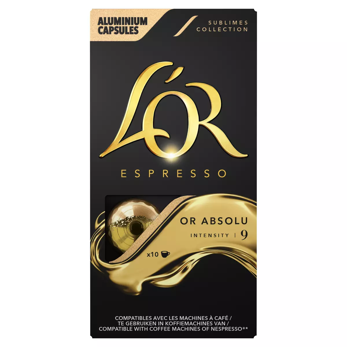 L'OR Capsules de café or absolu intensité 9 compatibles Nespresso 10 capsules 52g