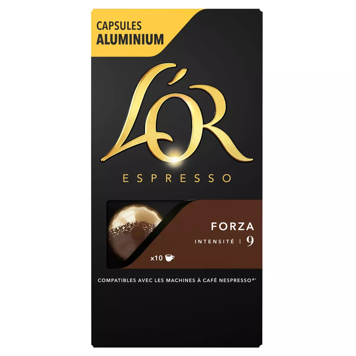 L'OR ESPRESSO Capsules de café forza intensité 9 compatibles Nespresso 10 capsules 52g