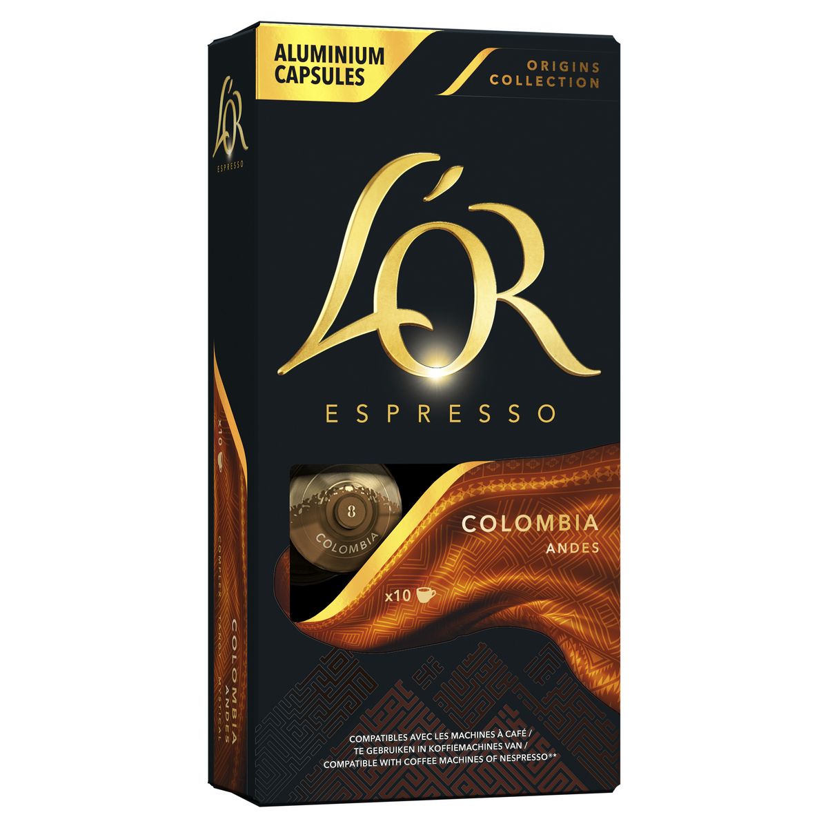 L'OR ESPRESSO Capsules de café Colombia Andes compatibles Nespresso 10 capsules 52g