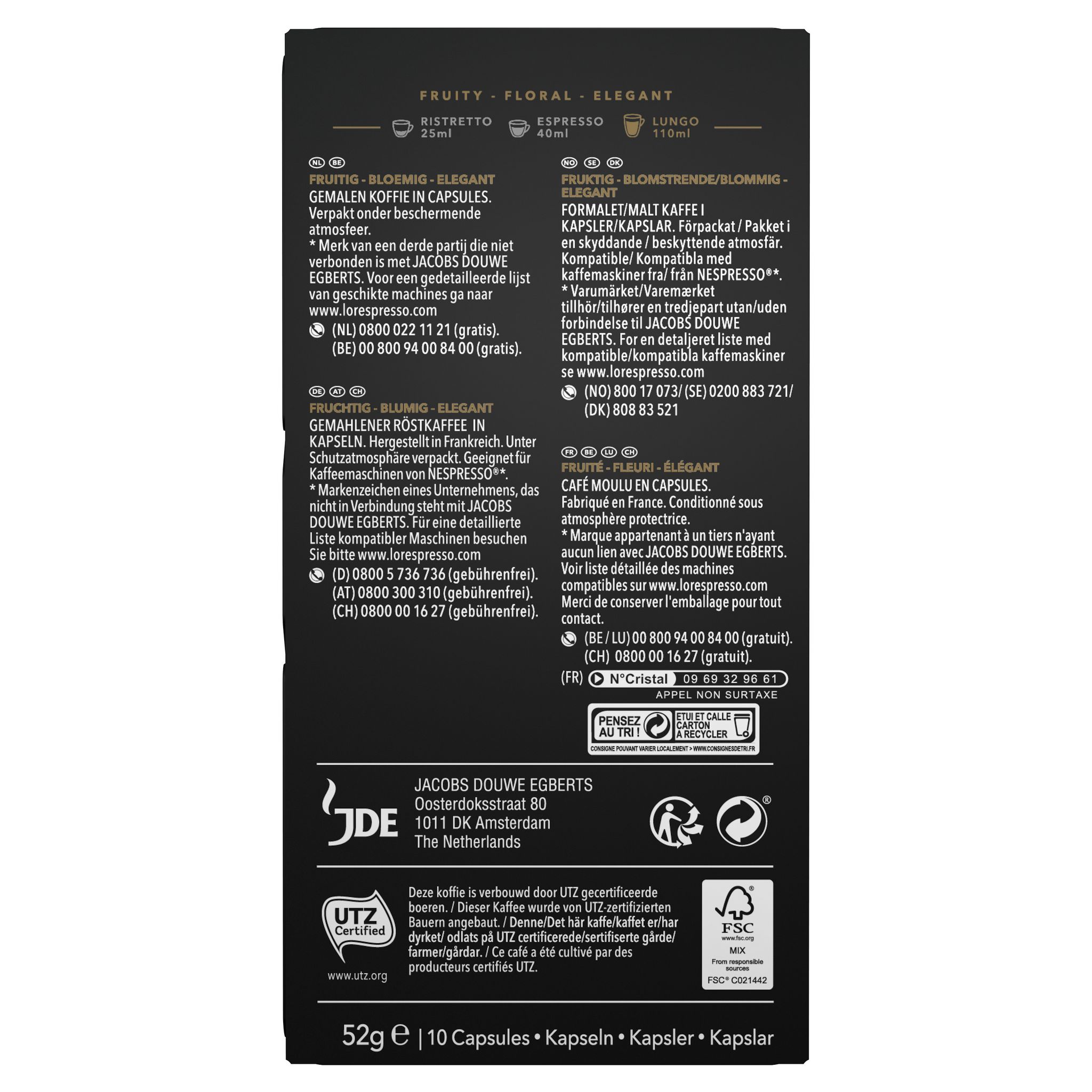 Voir la diapositive 4 : L'OR ESPRESSO Capsules de café lungo elegante compatibles Nespresso 10 capsules 52g