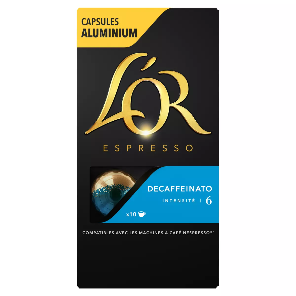 L'OR ESPRESSO Capsules de café decaffeinato intensité 6 compatibles Nespresso 10 capsules 52g