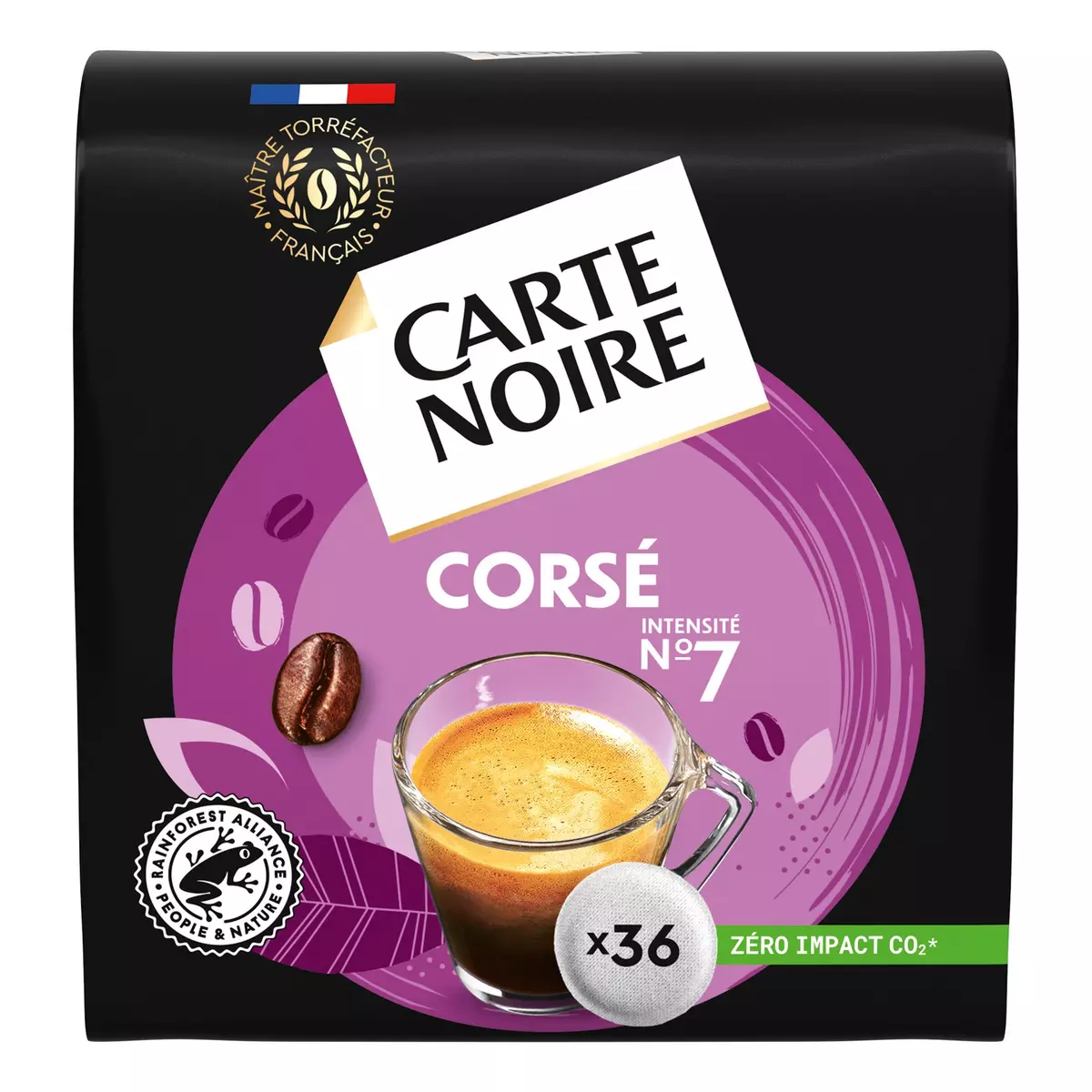 CARTE NOIRE Dosettes de café corsé n7 compatible senseo 36 dosettes 250g