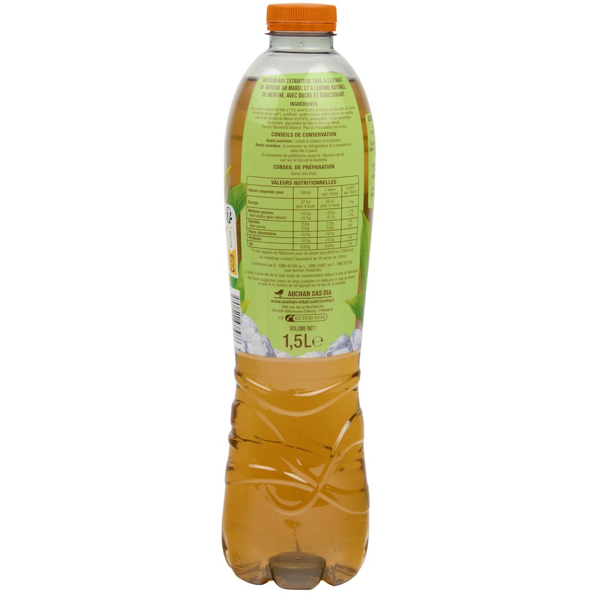AUCHAN Thé glacé à la menthe 1,5l