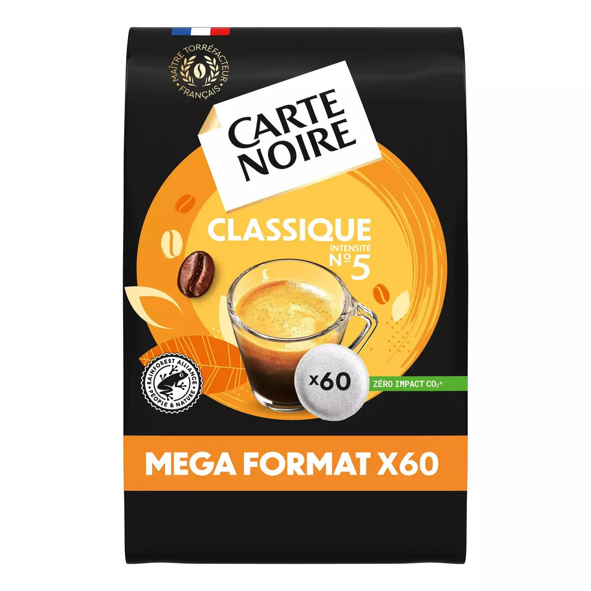 CARTE NOIRE Dosettes de café classique intensité 5 compatibles Senseo 60 dosettes 420g