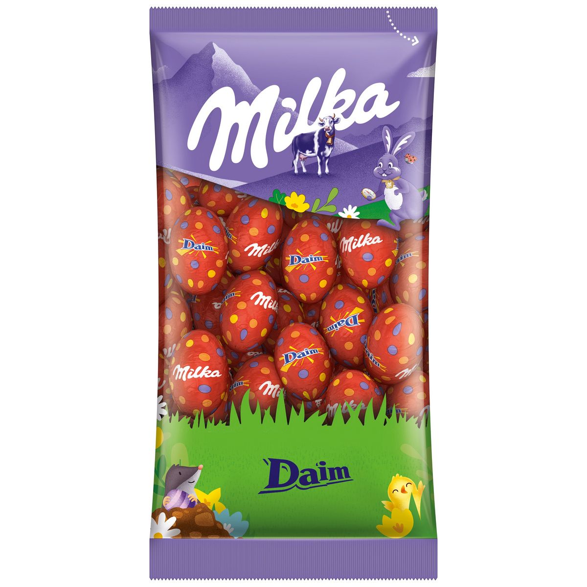 MILKA Petits oeufs daim au chocolat au lait du pays alpin aux éclats de caramel 500g