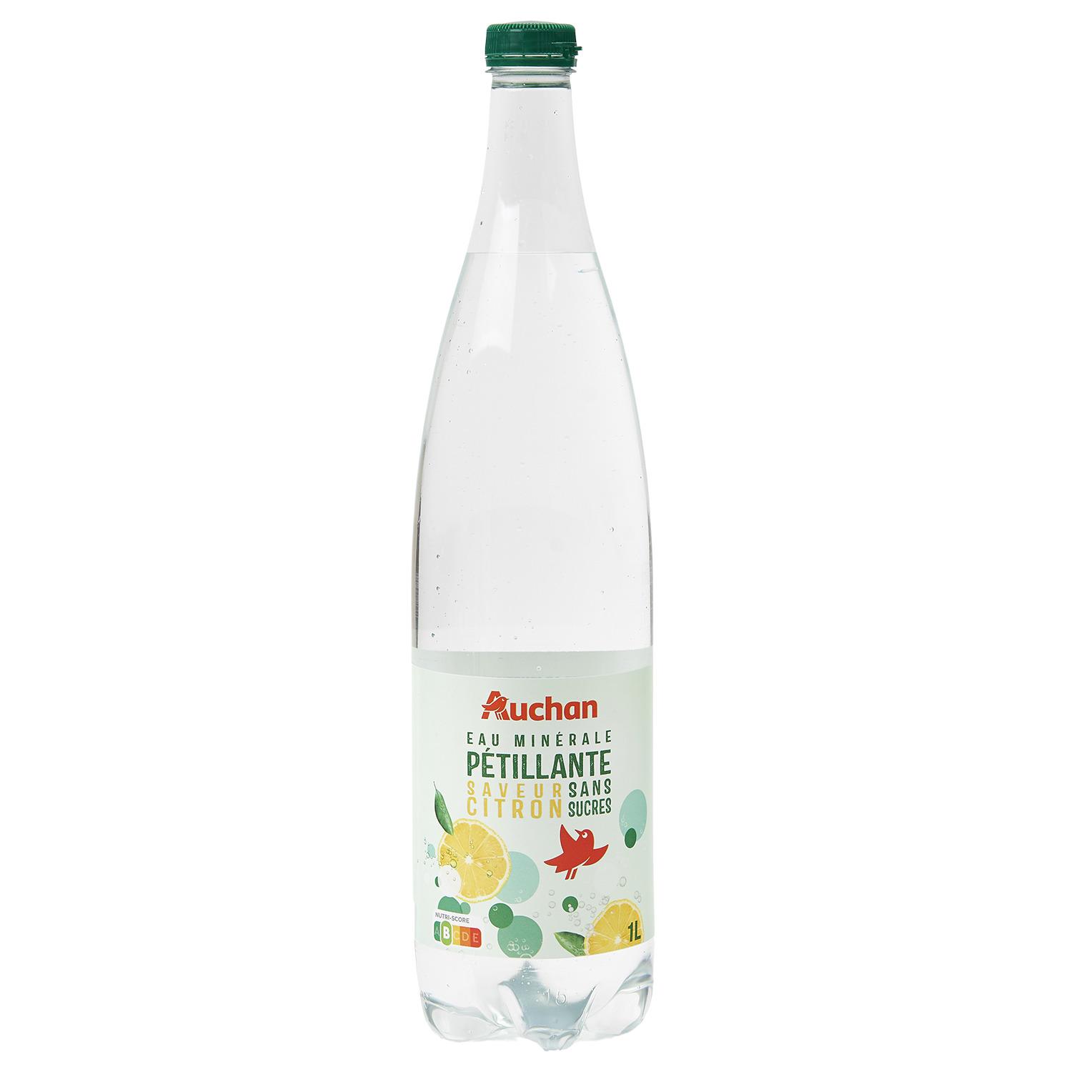 Voir la diapositive 3 : AUCHAN Eau minérale naturelle gazeuse au citron 1l