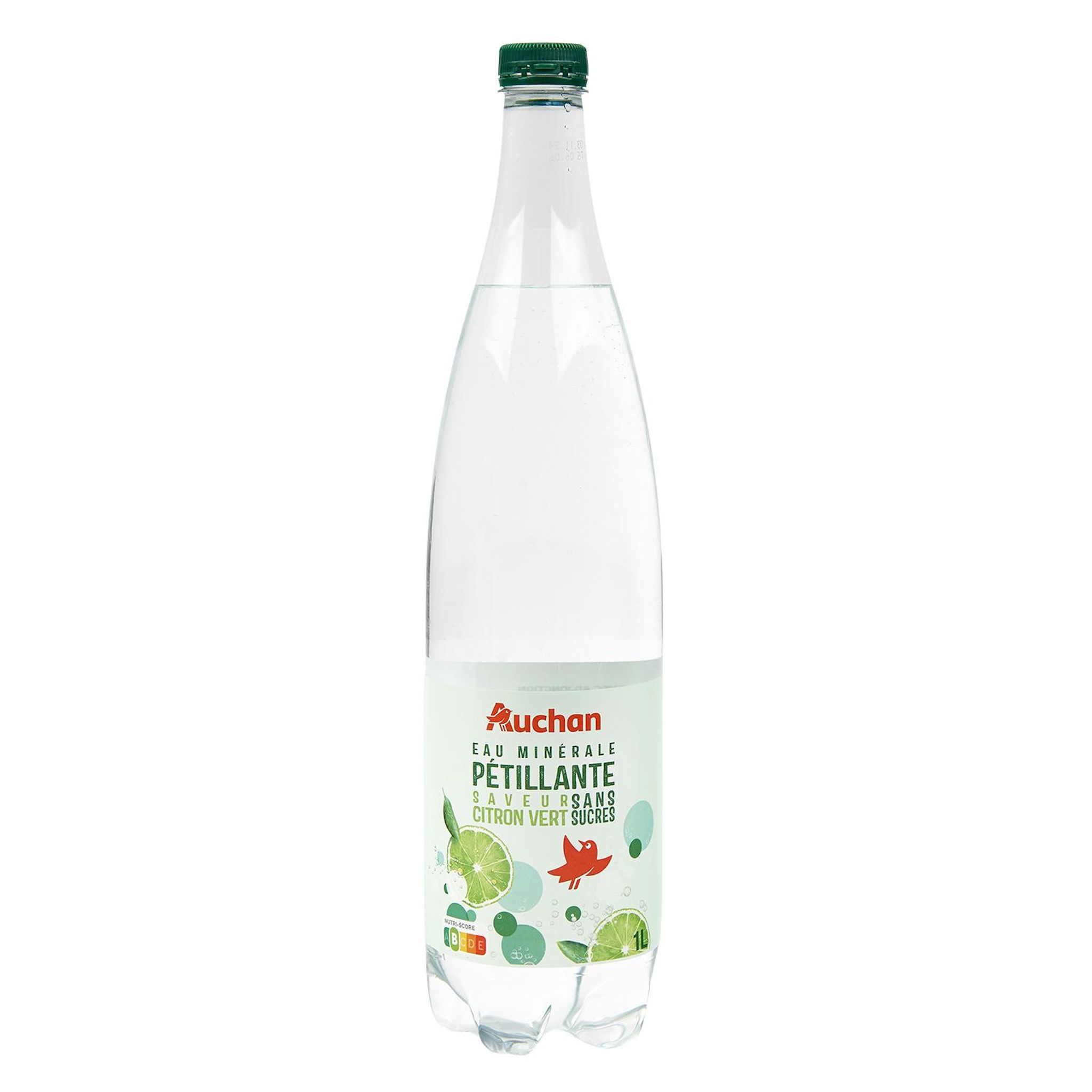 Voir la diapositive 2 : AUCHAN Eau gazeuse au citron vert 1L