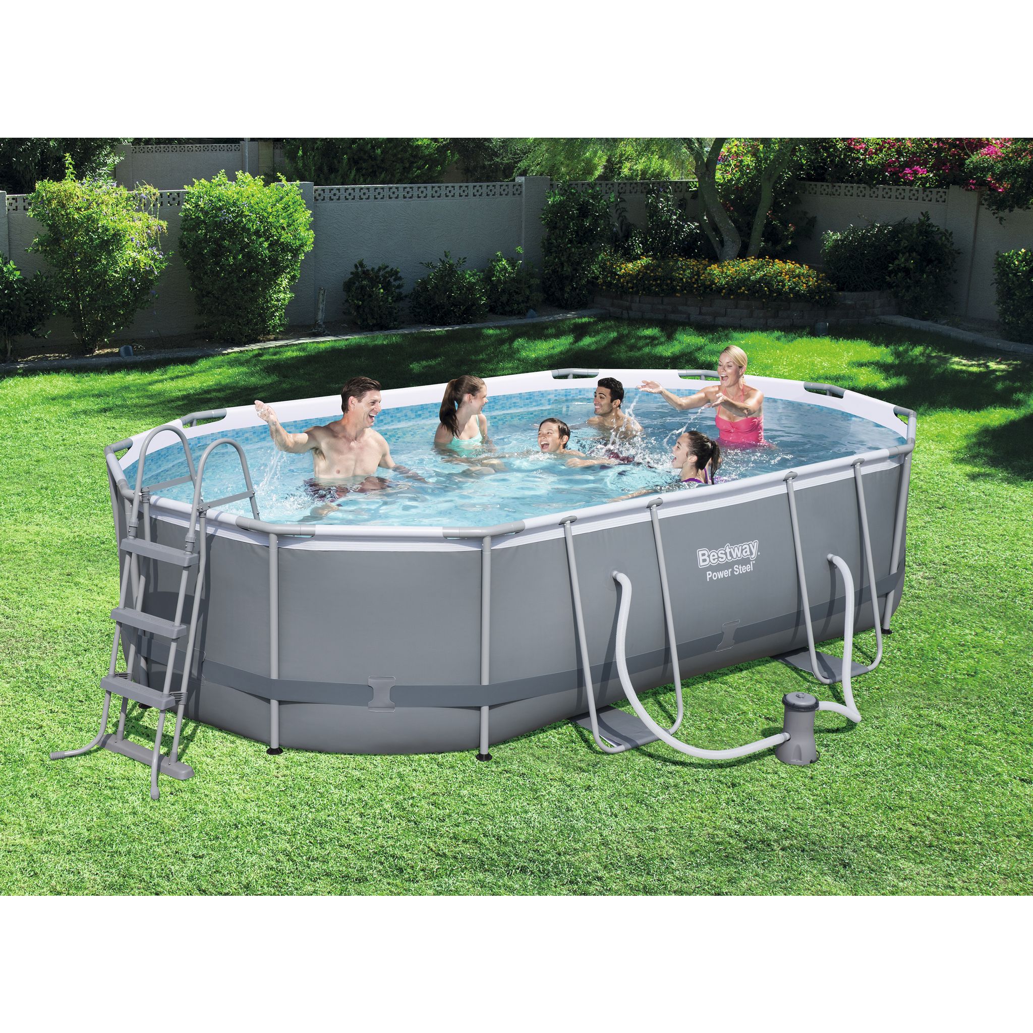 Voir la diapositive 2 : BESTWAY Piscine tubulaire ovale 488x305x107cm Power Steel&trade