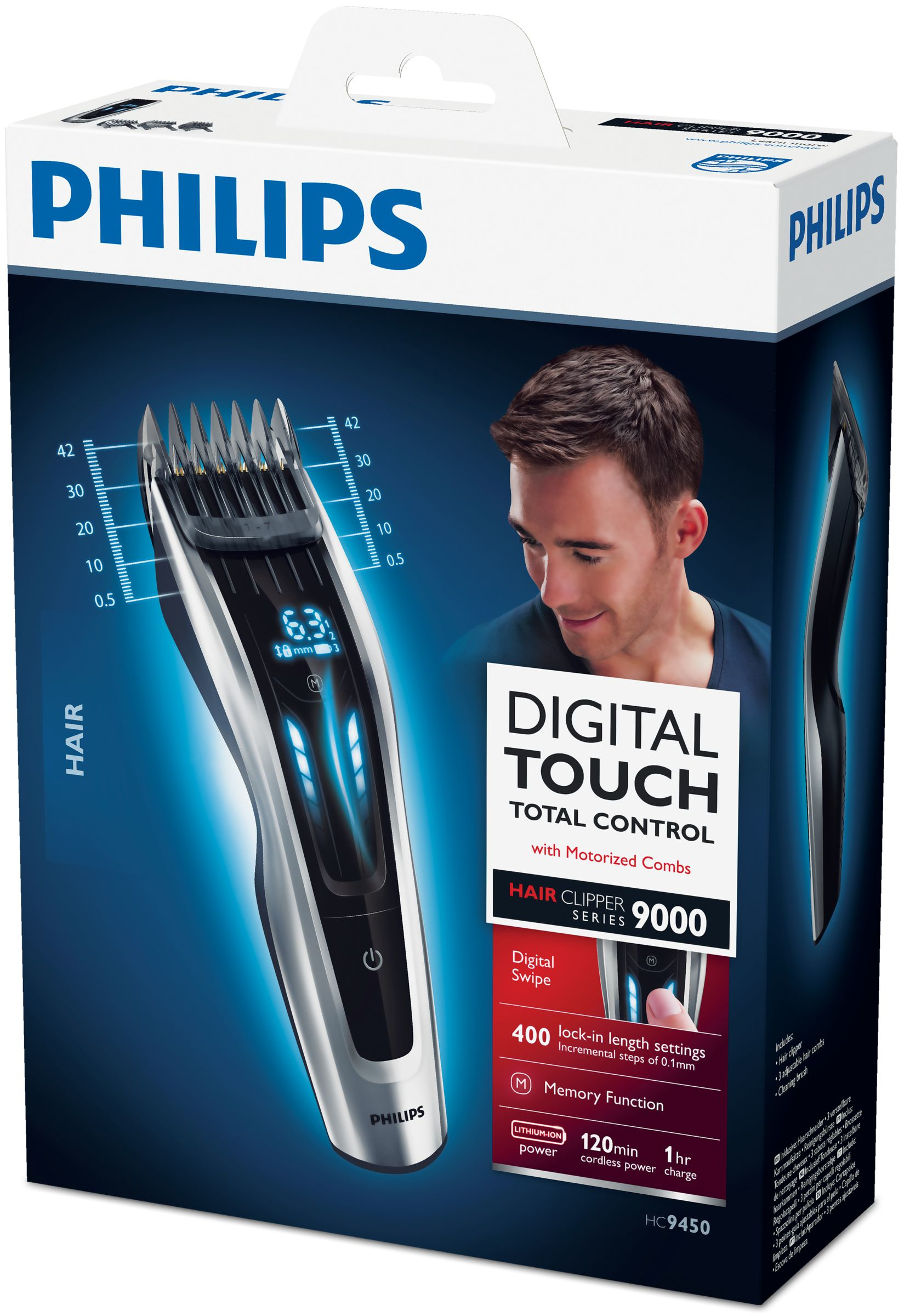 Voir la diapositive 2 : PHILIPS Tondeuse à cheveux HC9450/15 Series 9000