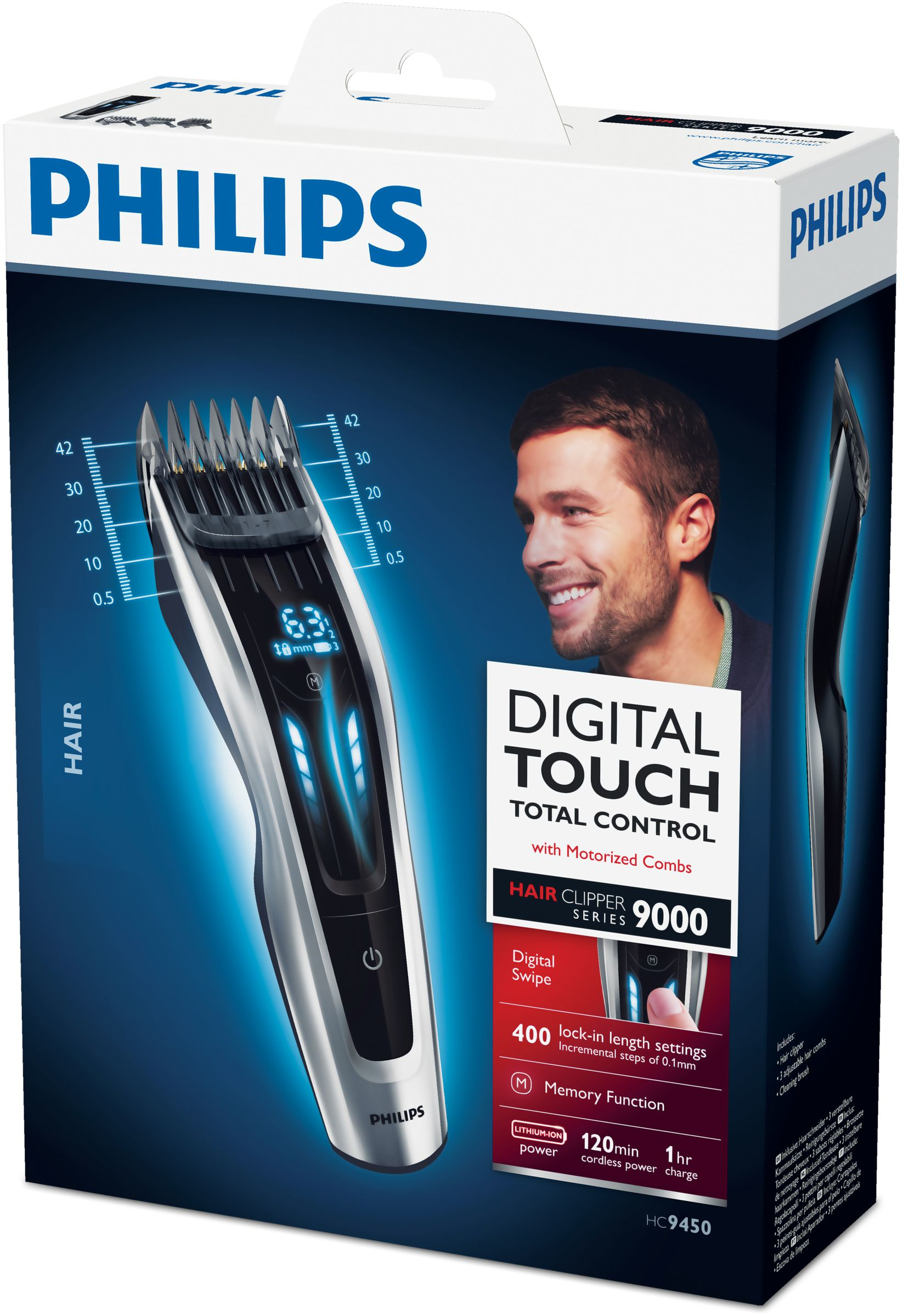 Voir la diapositive 4 : PHILIPS Tondeuse à cheveux HC9450/15 Series 9000