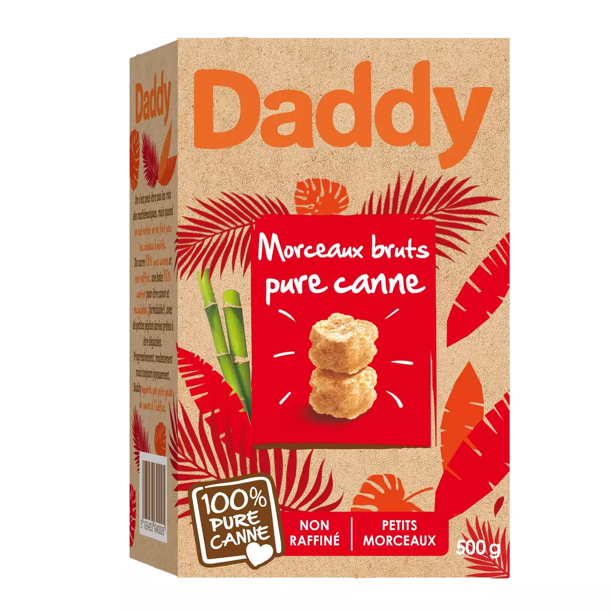 DADDY Sucre roux pure canne en morceaux bruts 500g