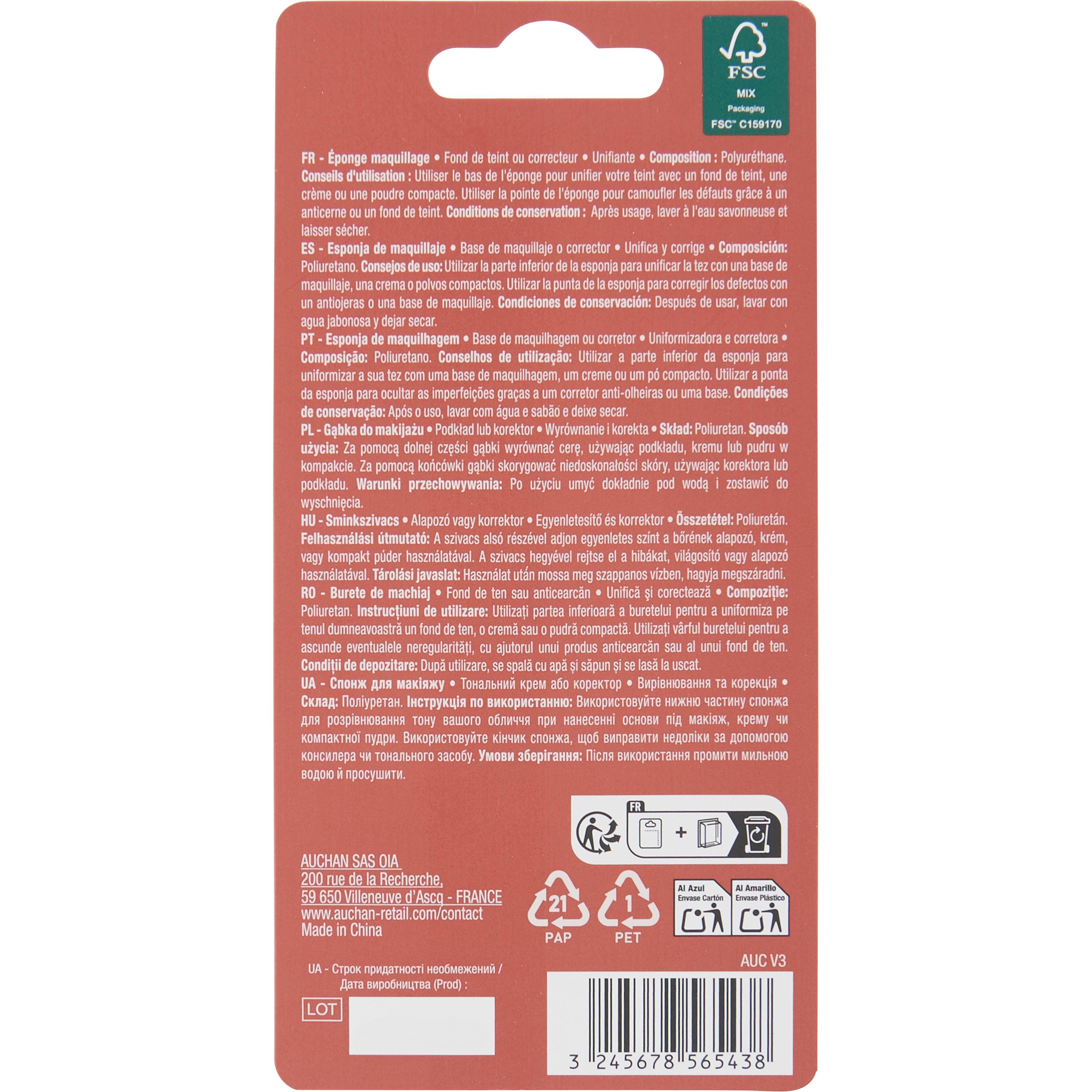 Voir la diapositive 2 : COSMIA Eponge d'application unifiante et correctrice 1 éponge