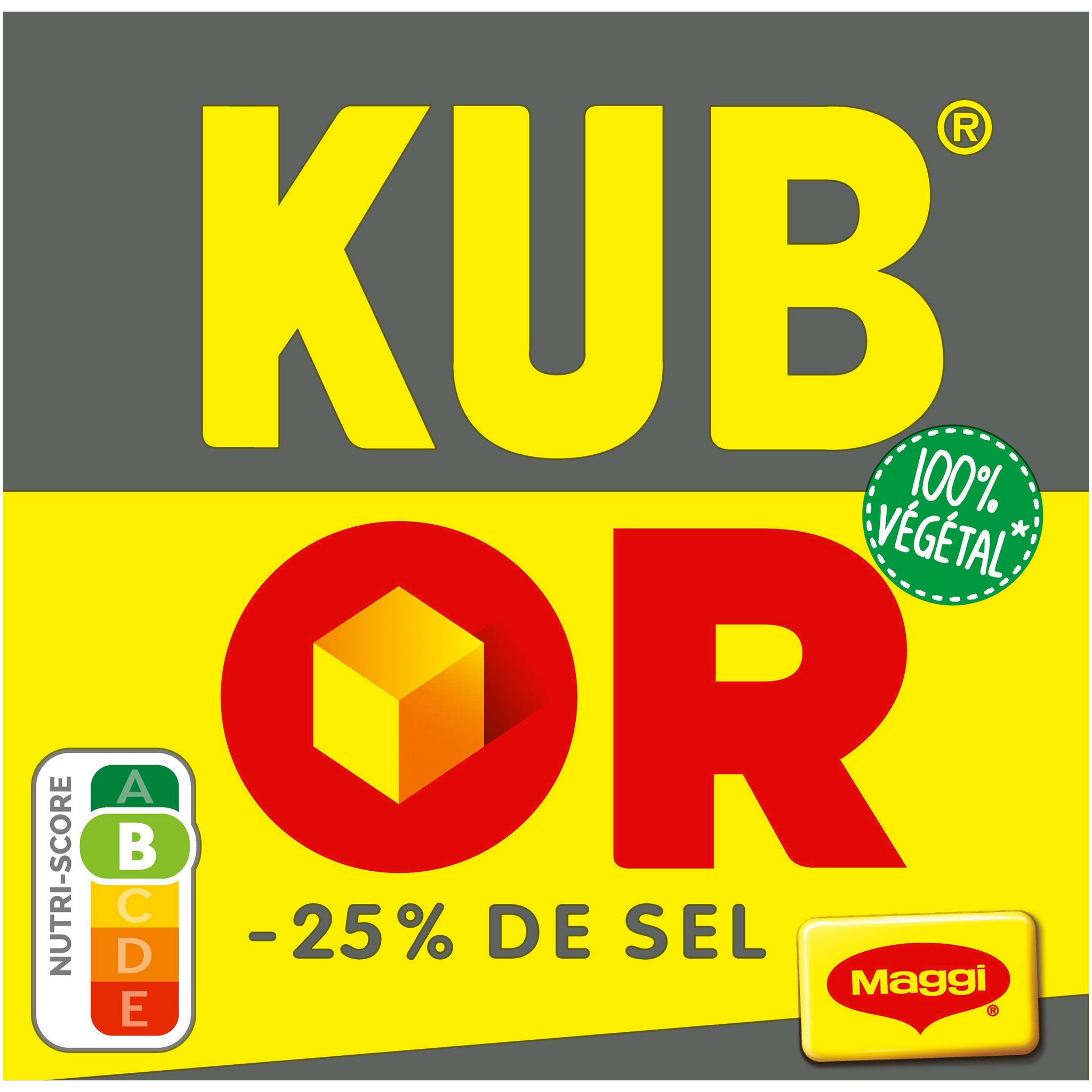 Voir la diapositive 2 : MAGGI Bouillon Kub or avec -25% de sel 100% végétal 32 cubes 122g