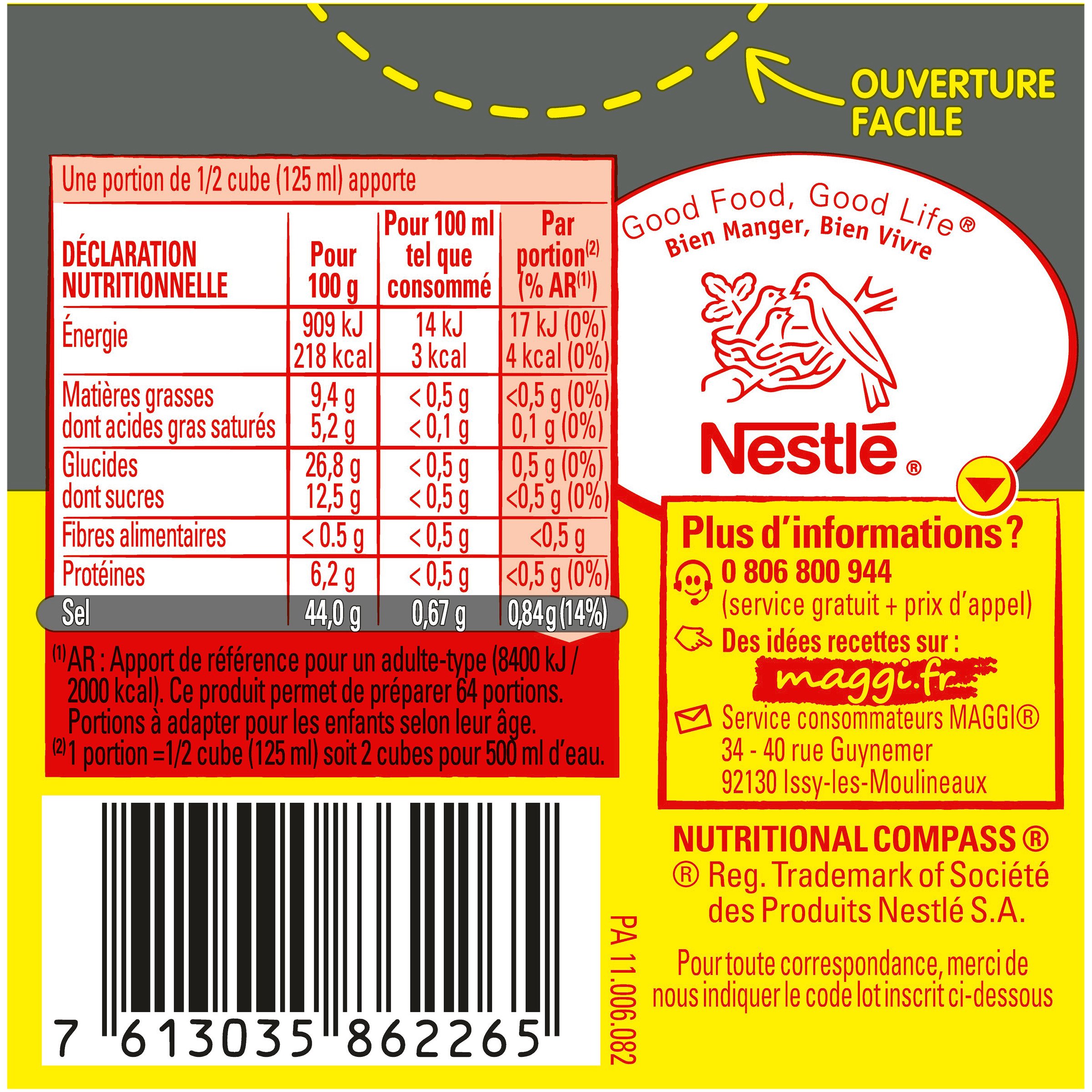 Voir la diapositive 5 : MAGGI Bouillon Kub or avec -25% de sel 100% végétal 32 cubes 122g