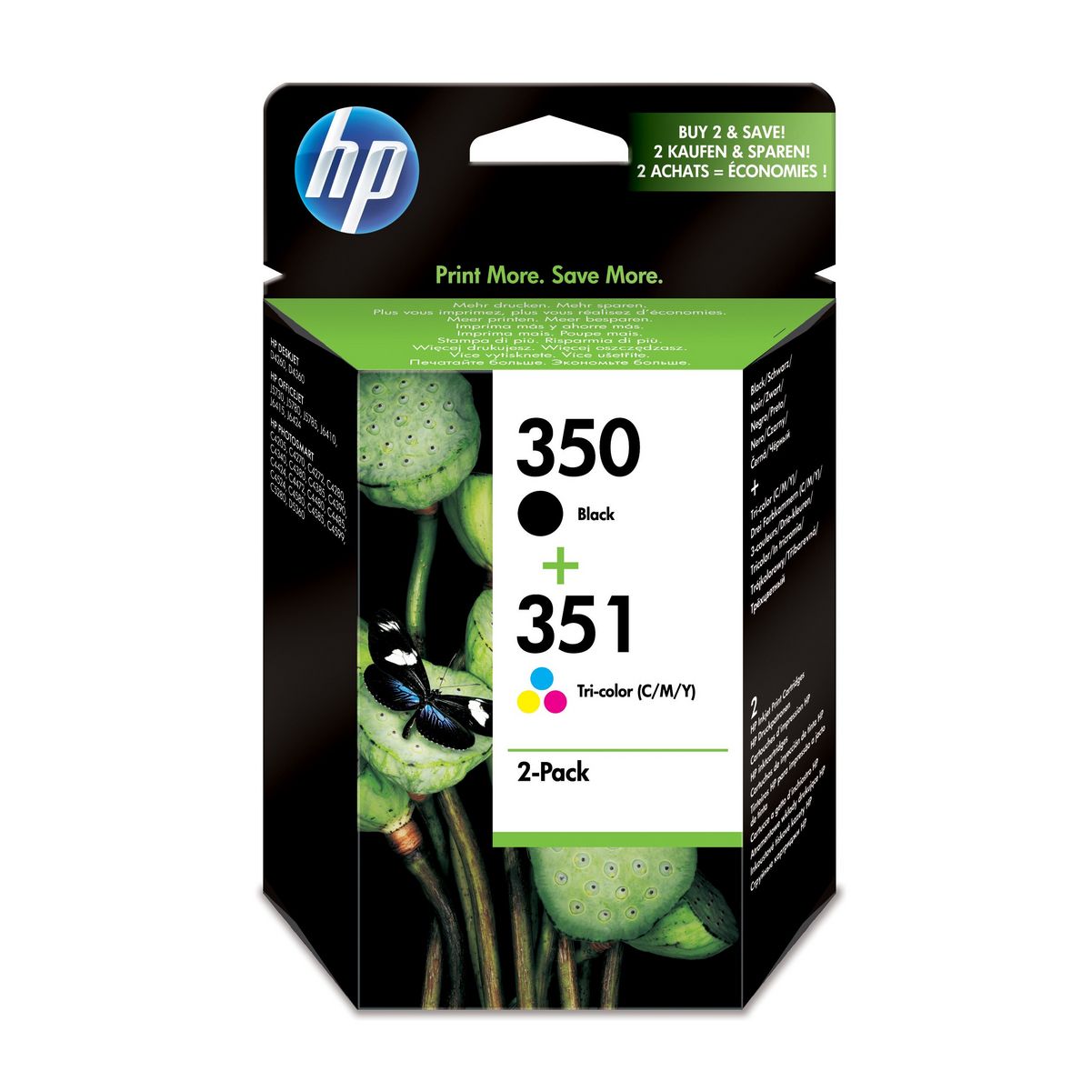 HP Pack de 2 Cartouches d'Encre HP 350 / 351 Noire et Trois Couleurs Authentiques (SD412EE)