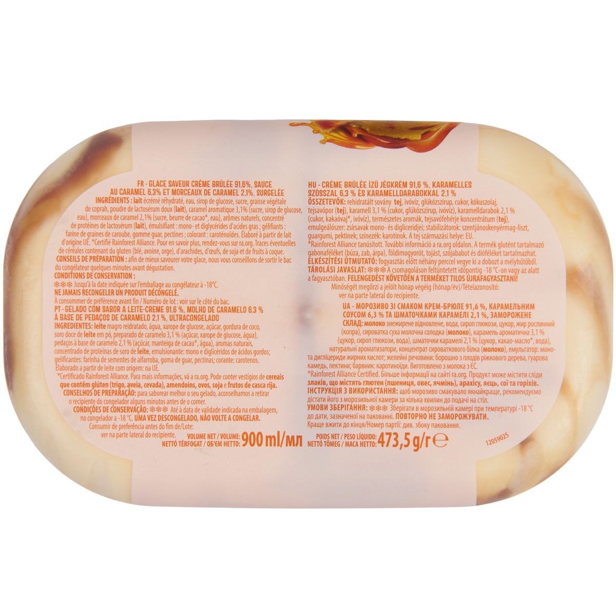 AUCHAN Glace saveur crème brulée 473,5g