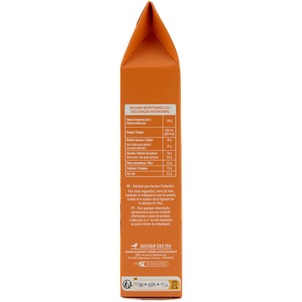 AUCHAN Feuilletés au cheddar et oignon 75g