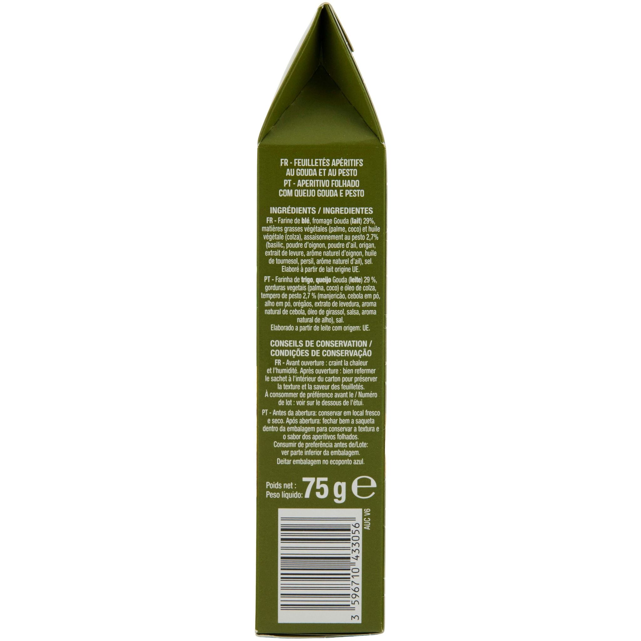 Voir la diapositive 4 : AUCHAN Feuilletés gouda et pesto pur beurre 75g