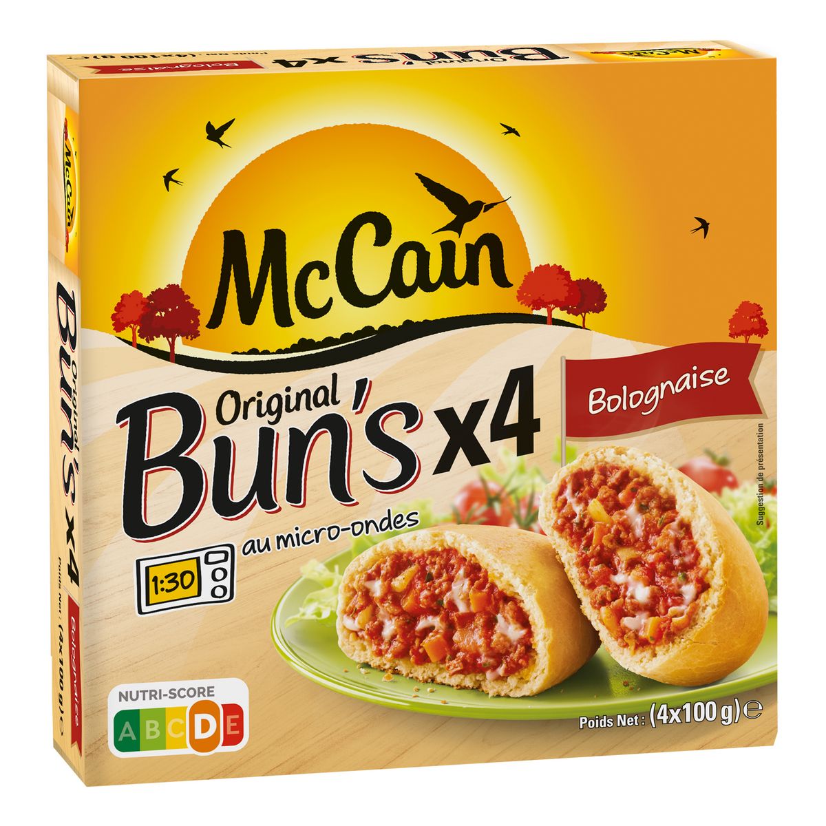 MCCAIN Bun's à la bolognaise 4 pièces 400g