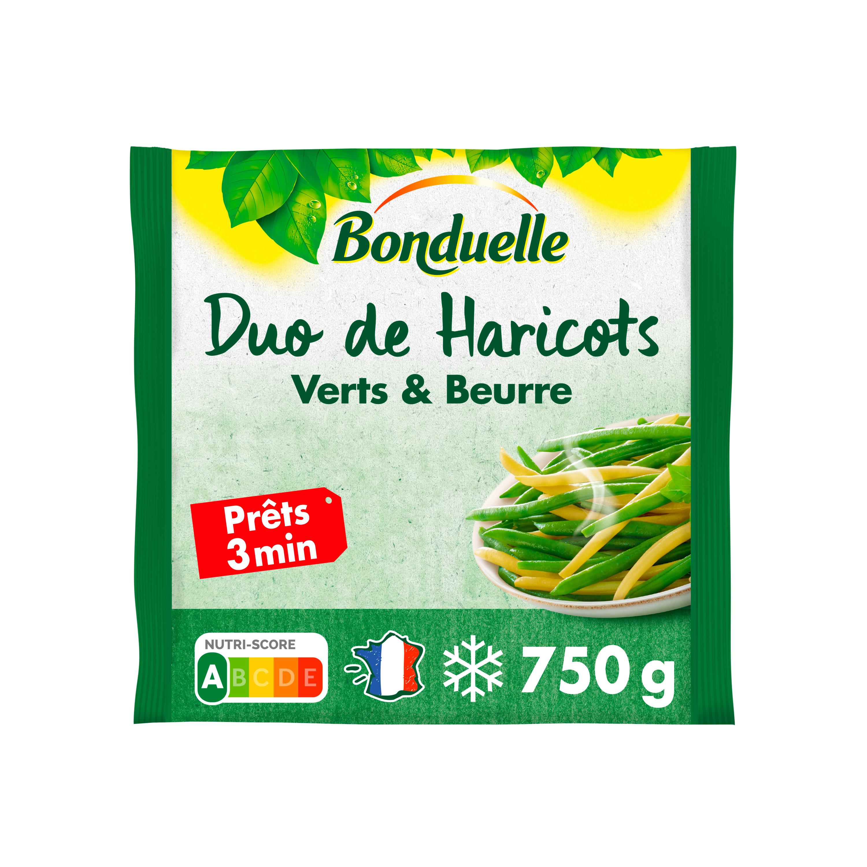 Voir la diapositive 3 : BONDUELLE Haricots verts et haricots au beurre 3-4 portions 750g