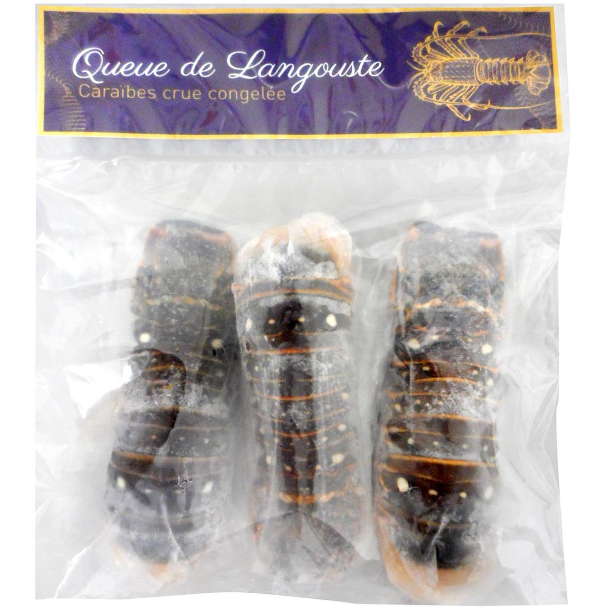 Queue de langouste des Caräibes crue 3 pièces 340g