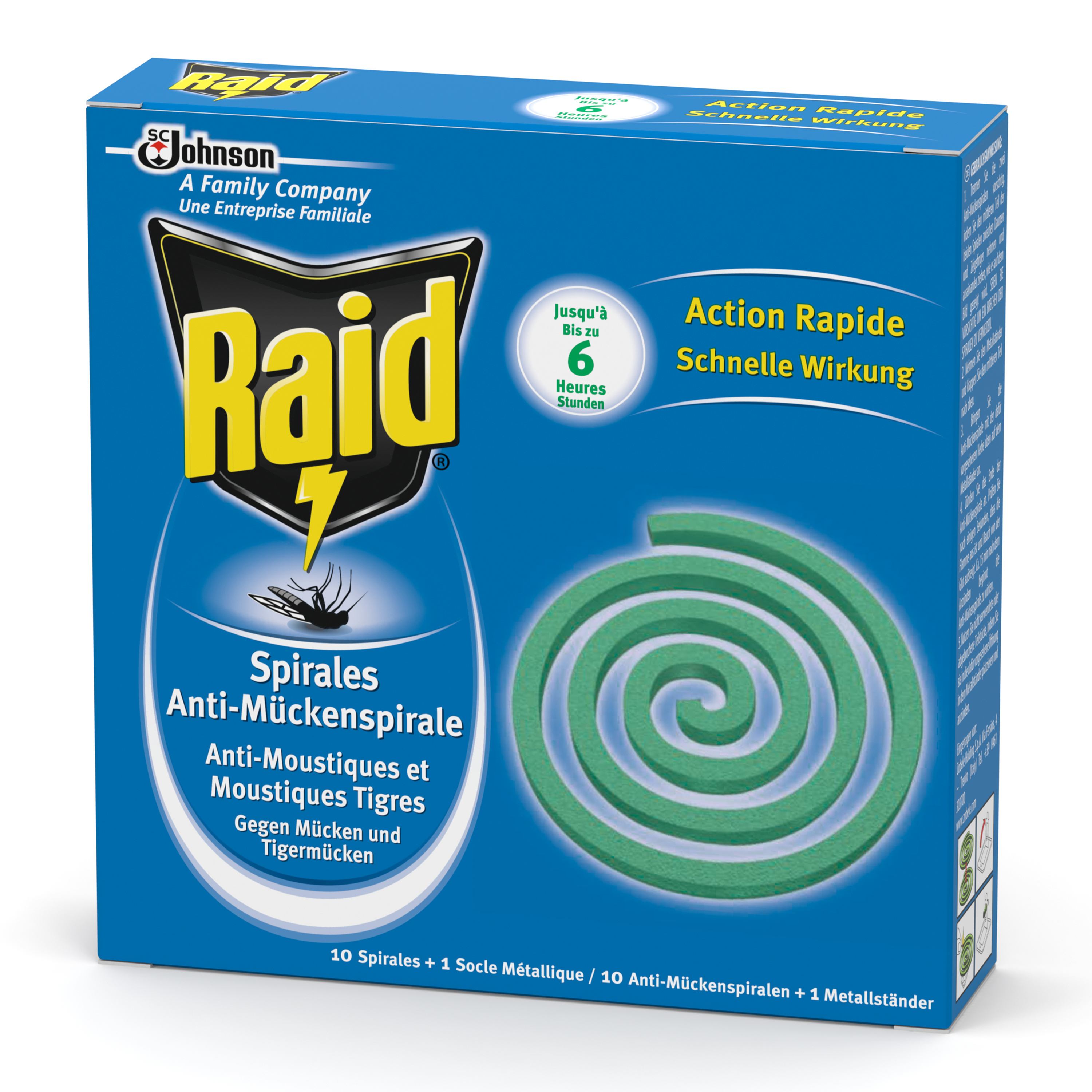 Voir la diapositive 2 : RAID Spirales anti-moustiques & moustiques-tigres 10x6 heures 10 spirales + 1 socle