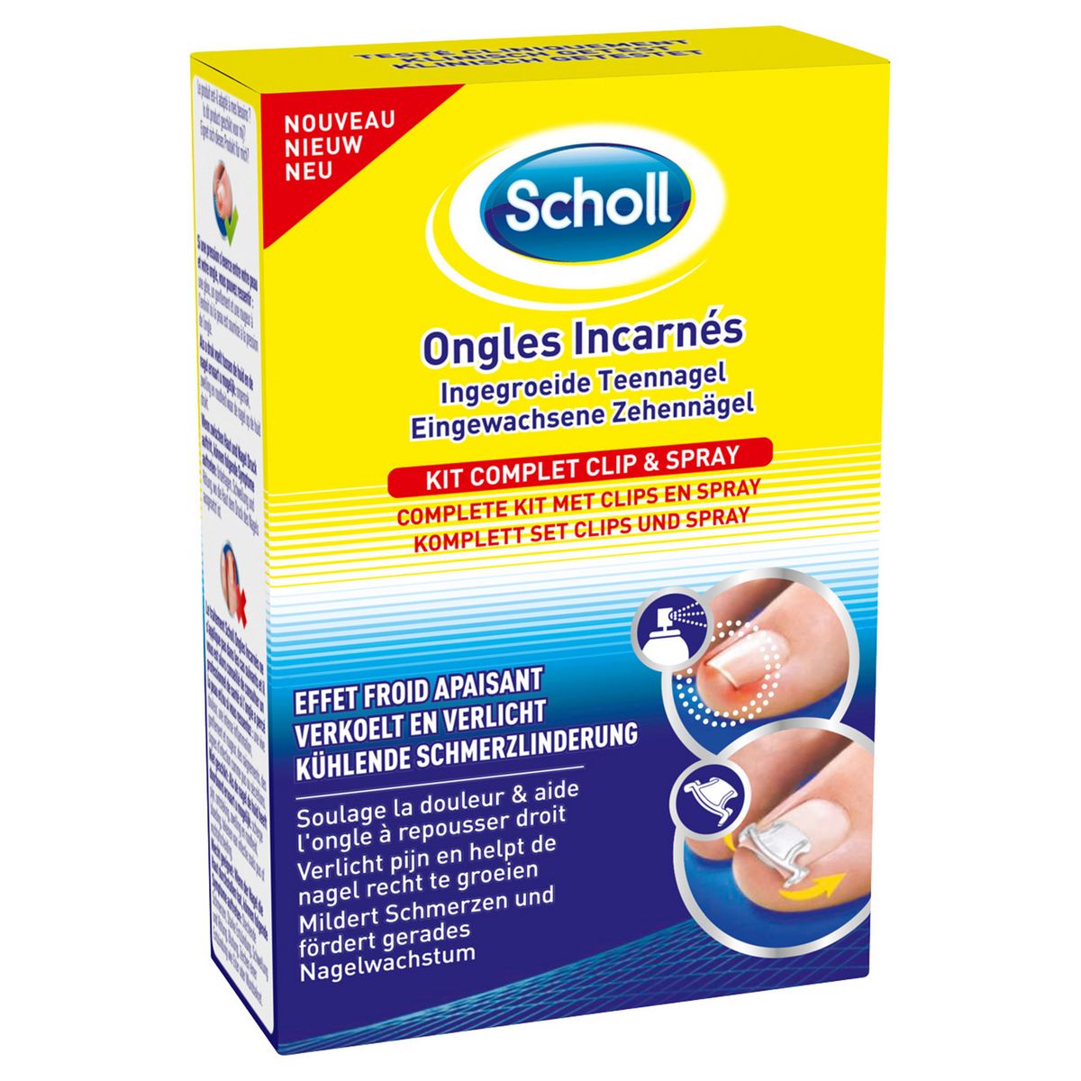 SCHOLL Clip & Spray Kit ongles incarnés 2 pièces 1 clip + 1 spray
