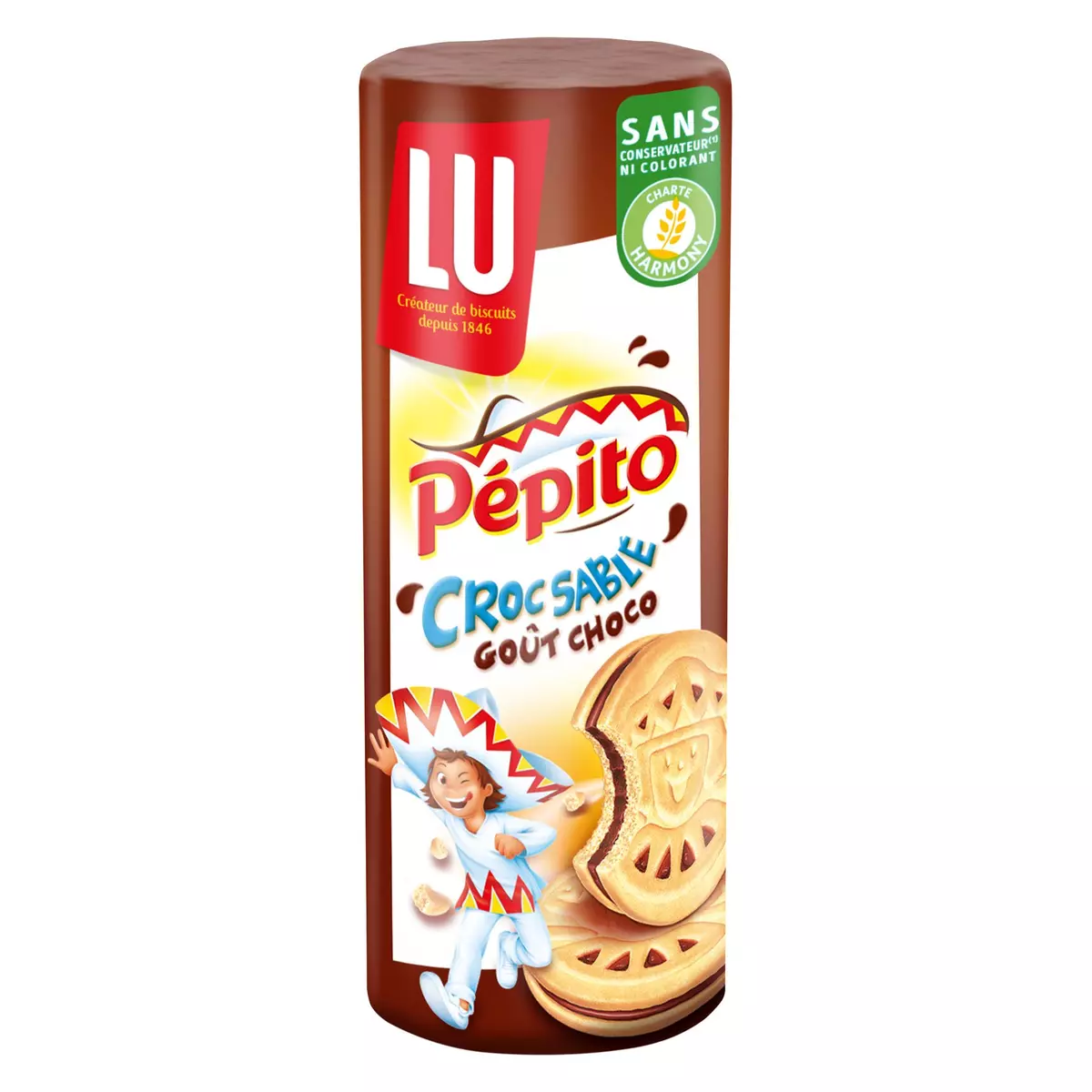 PEPITO Croc sablé, biscuits sablés fourrés au chocolat au lait 14 biscuits 294g