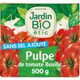 Voir la diapositive 2 : JARDIN BIO ETIC Pulpe de tomates au basilic sans sel ajouté, en brique 500g