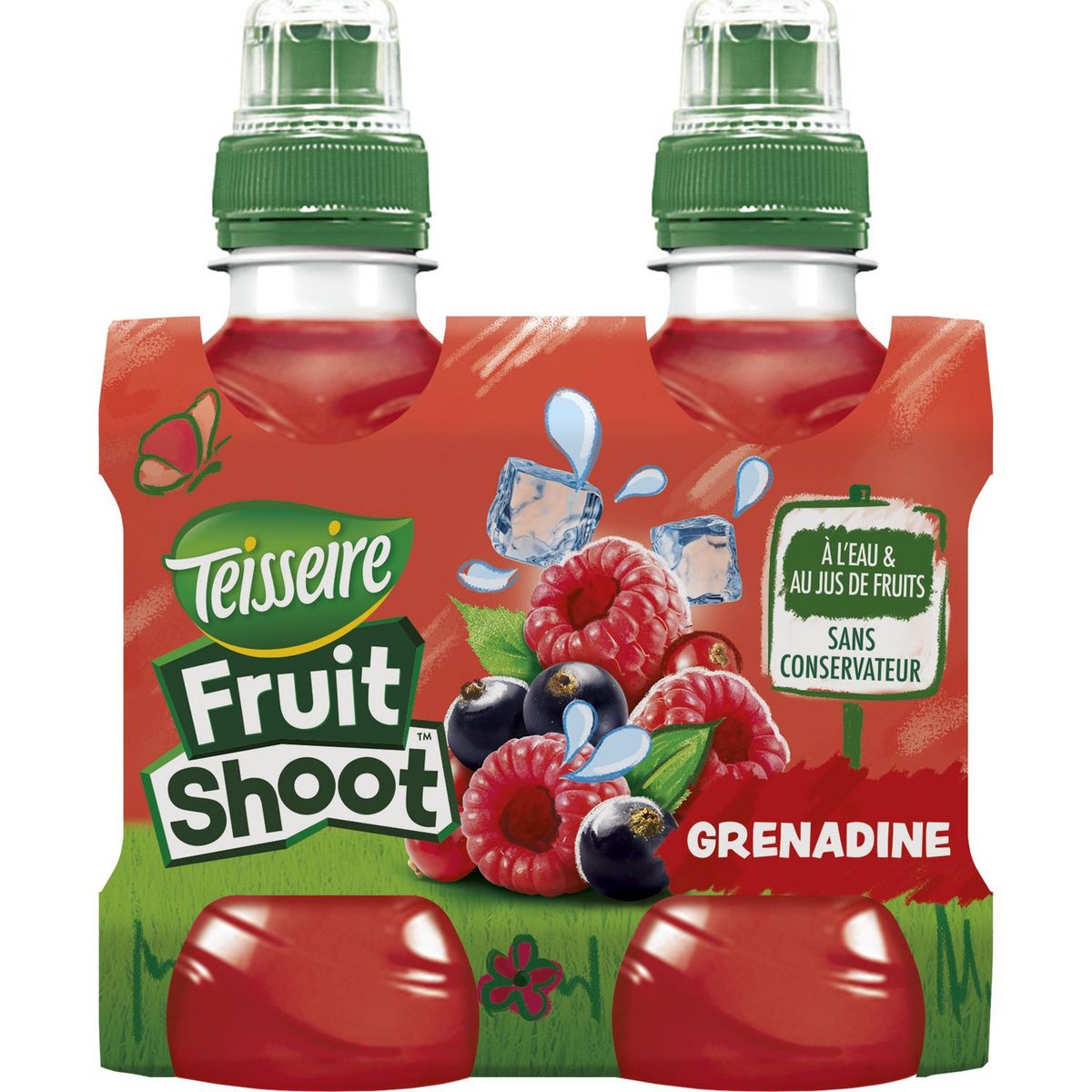 TEISSEIRE Boisson Fruit shoot au jus de fruits goût grenadine bouteilles 4x20cl