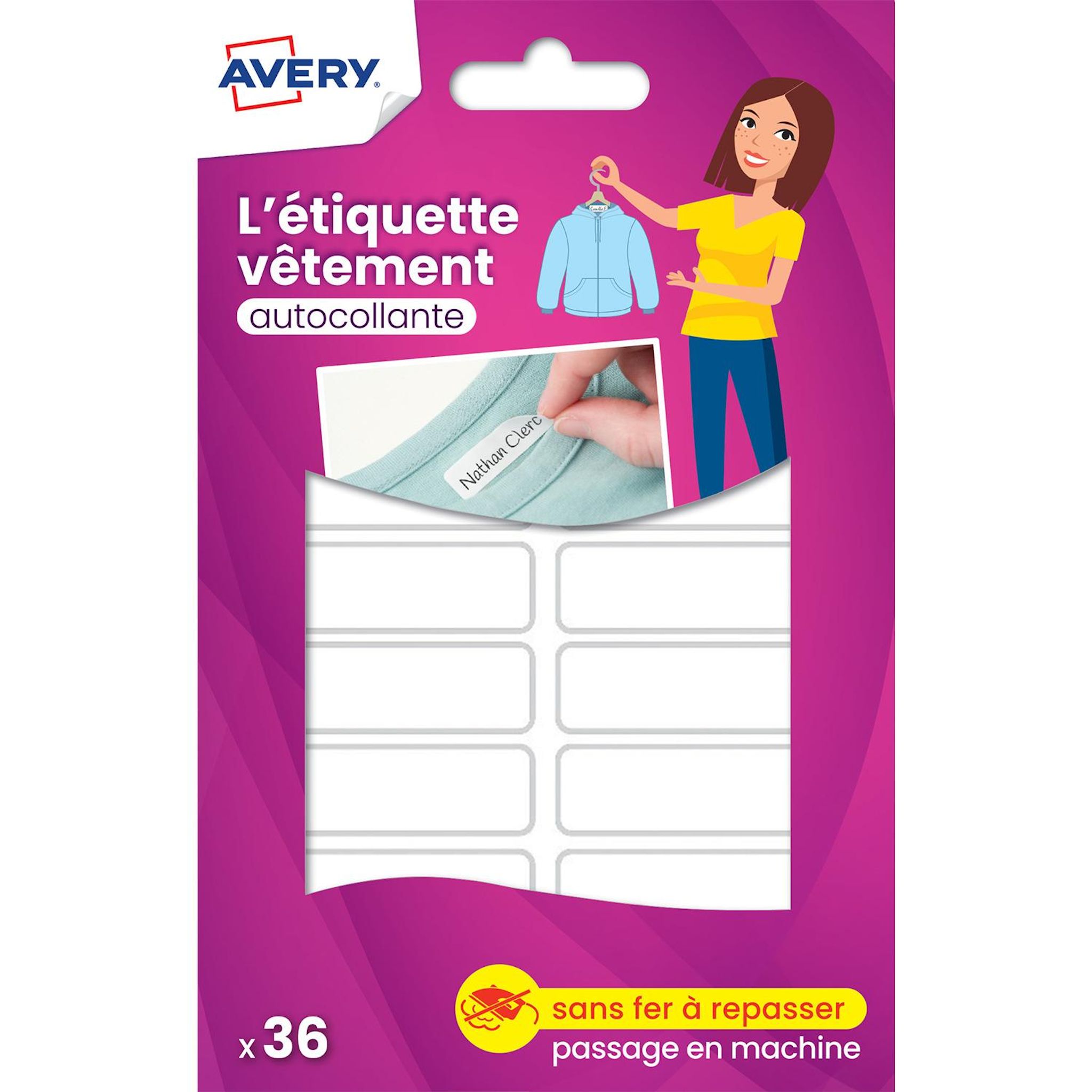 AVERY Etiquettes pour vêtements X36 45x13mm - Blanc