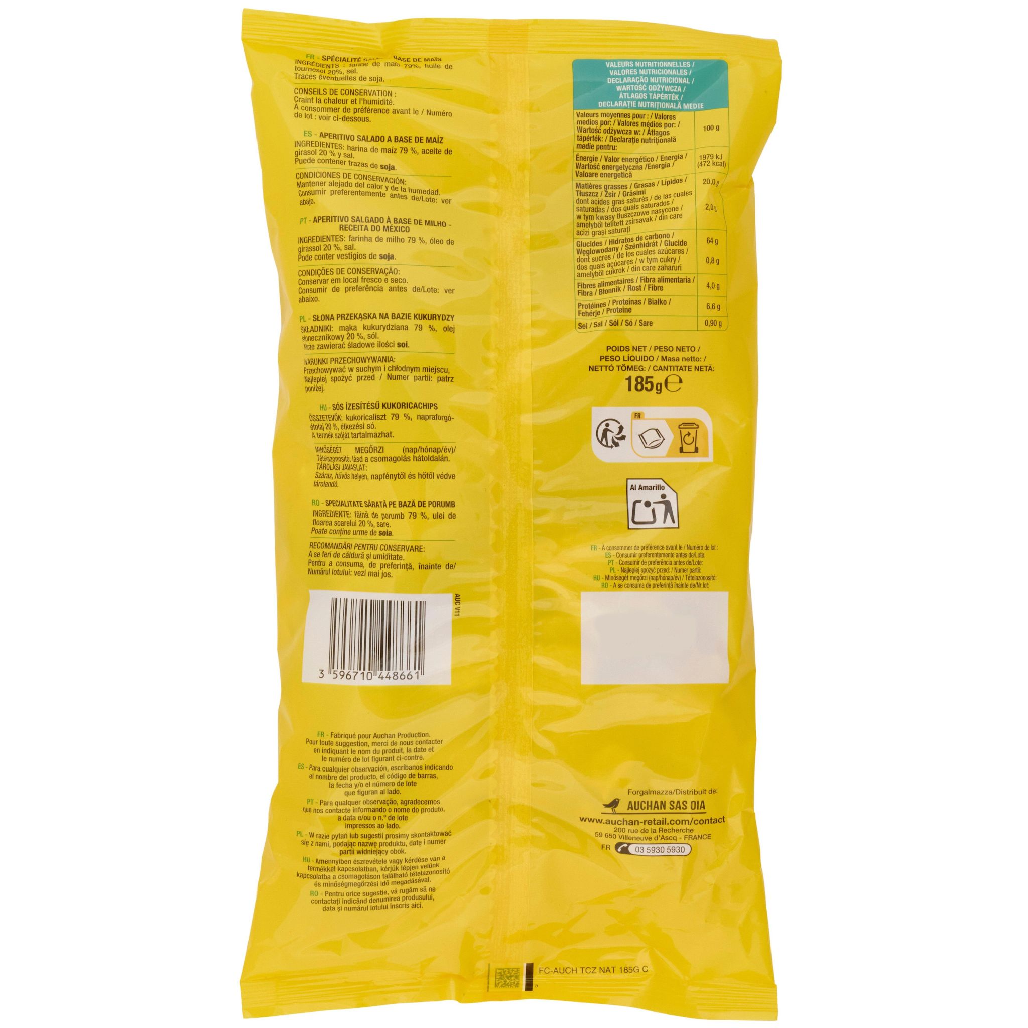 Voir la diapositive 3 : AUCHAN Tortillas nature à l'huile de tournesol 185g