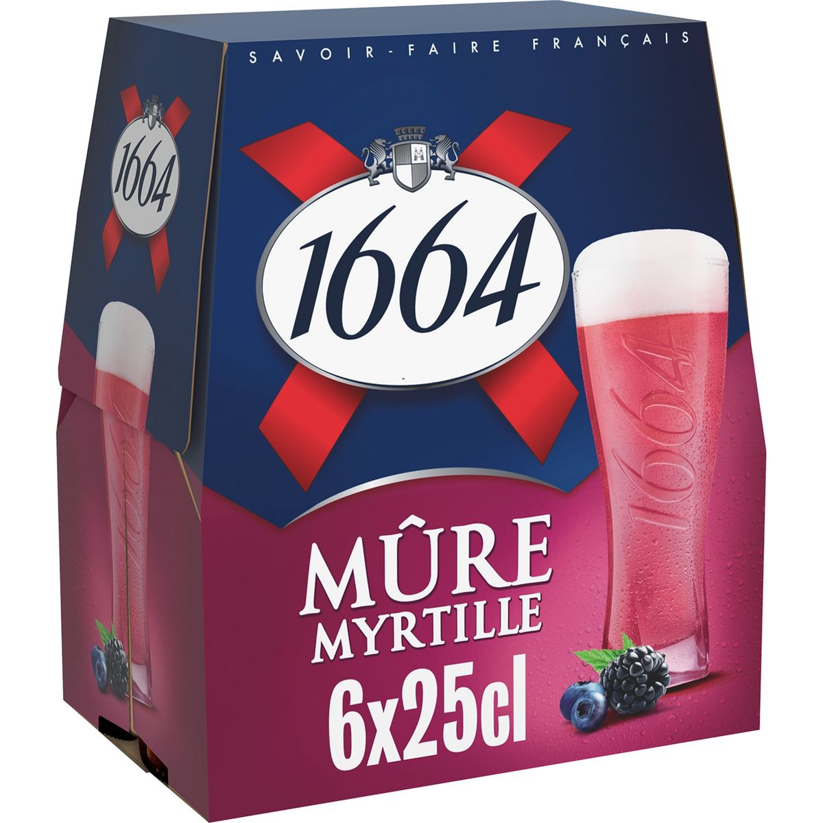 1664 Bière blanche aromatisée mûre myrtille 4,5% pack bouteilles 6x25cl