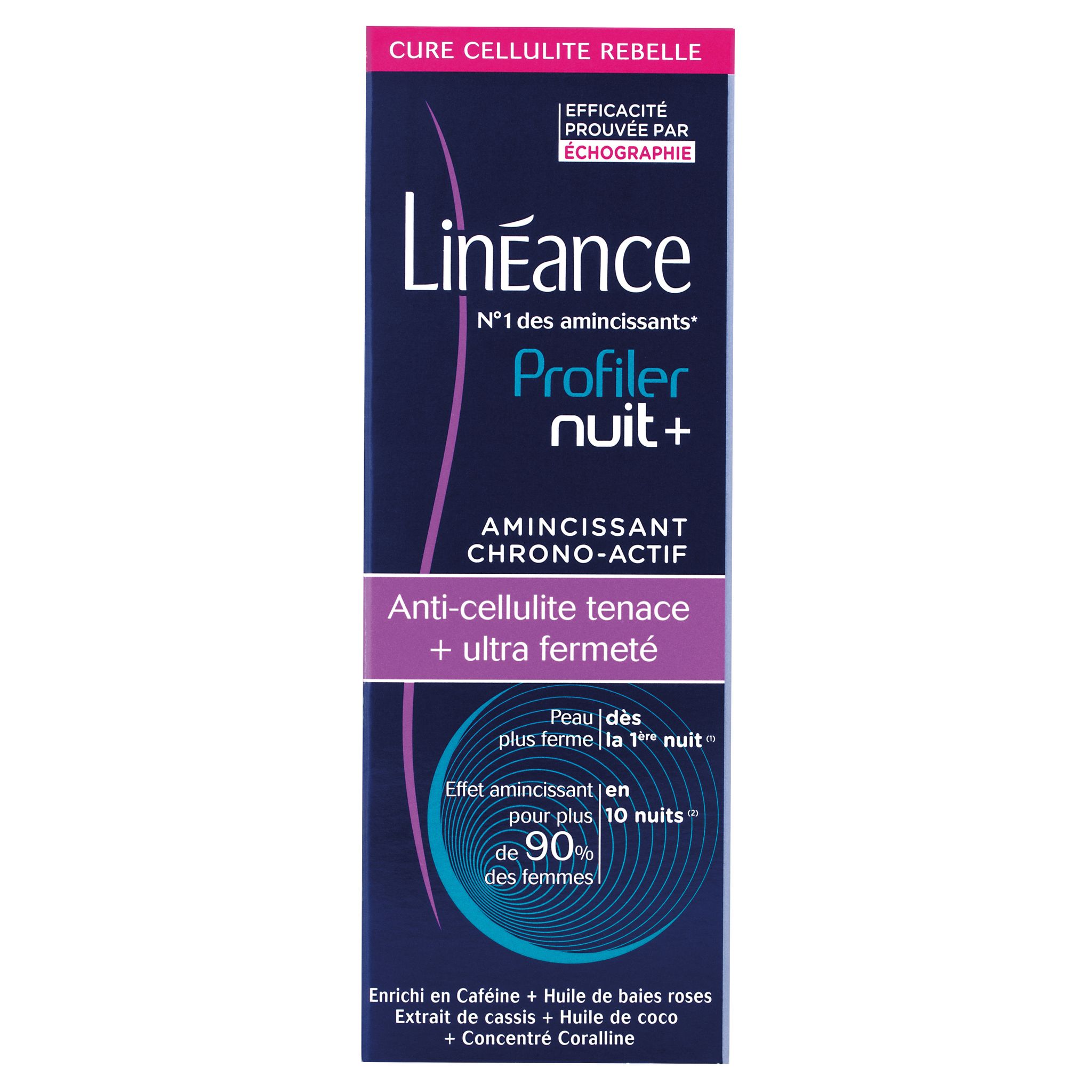 Voir la diapositive 2 : LINEANCE Profiler nuit+ crème anti-cellulite tenace et fermeté 180ml