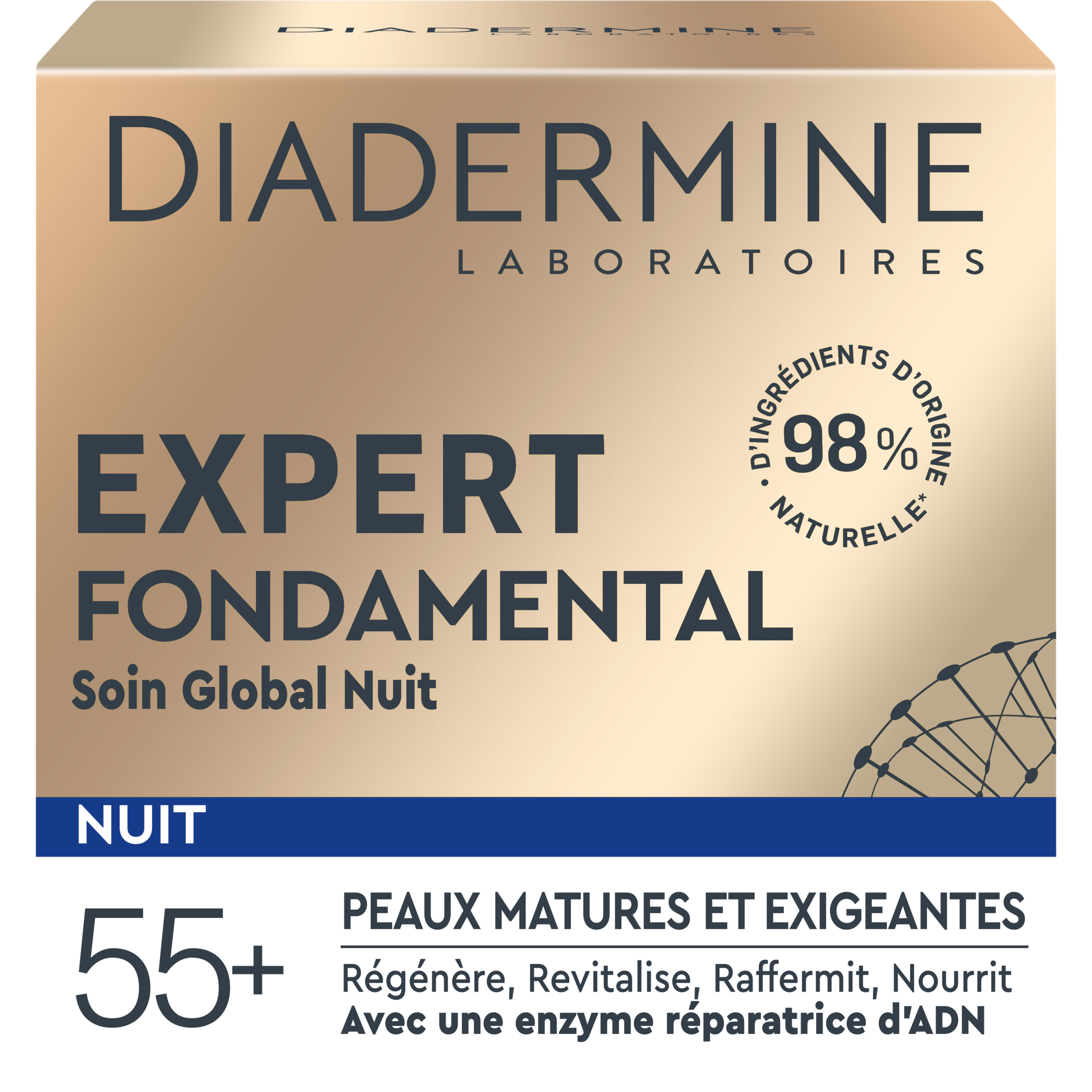 Voir la diapositive 2 : DIADERMINE Expert Fondamental crème de nuit peaux matures et exigeantes 50ml