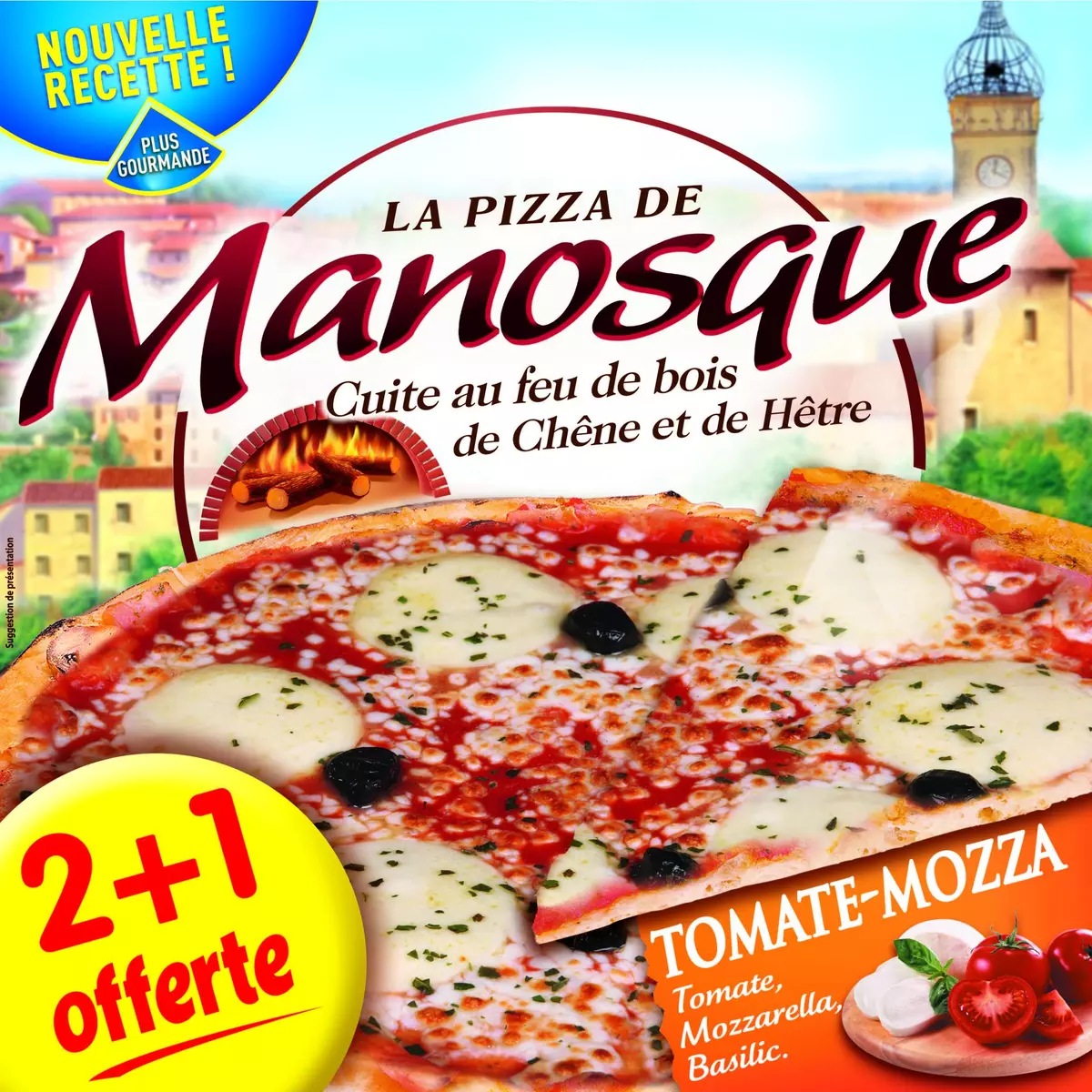 MANOSQUE Pizza tomate mozzarella cuite au feu de bois 2 + 1 offerte 400g