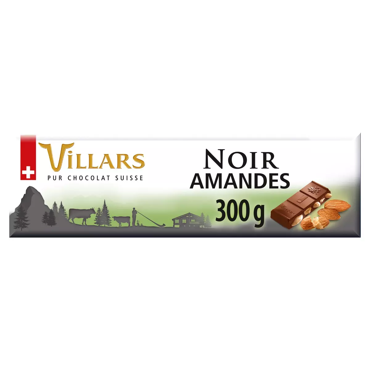 VILLARS Tablette de chocolat noir Suisse aux amandes 1 pièce 300g