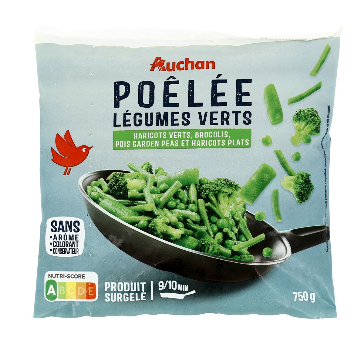 AUCHAN Poêlée de légumes verts 750g