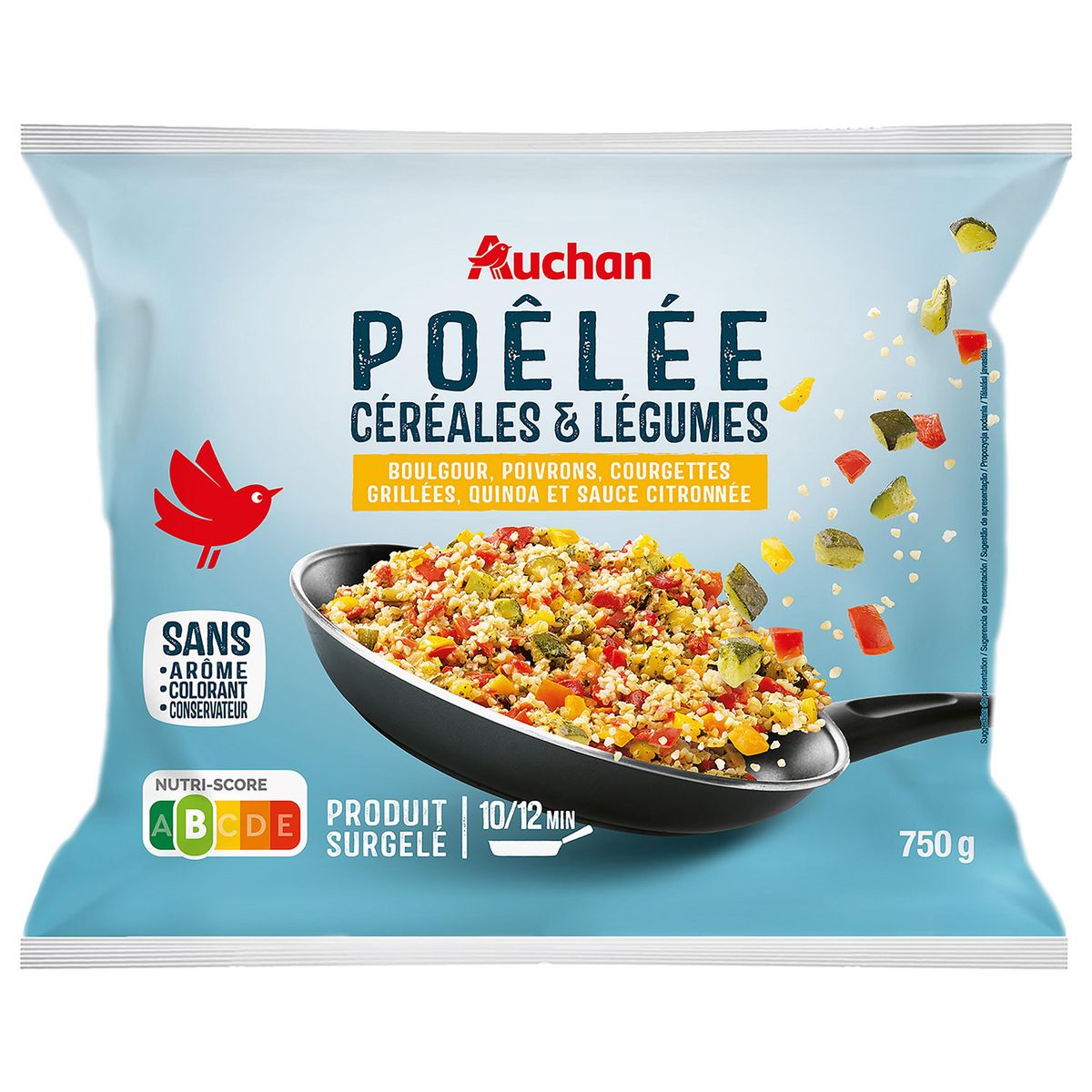 AUCHAN Pôelée de céréales et légumes 5 portions 750g
