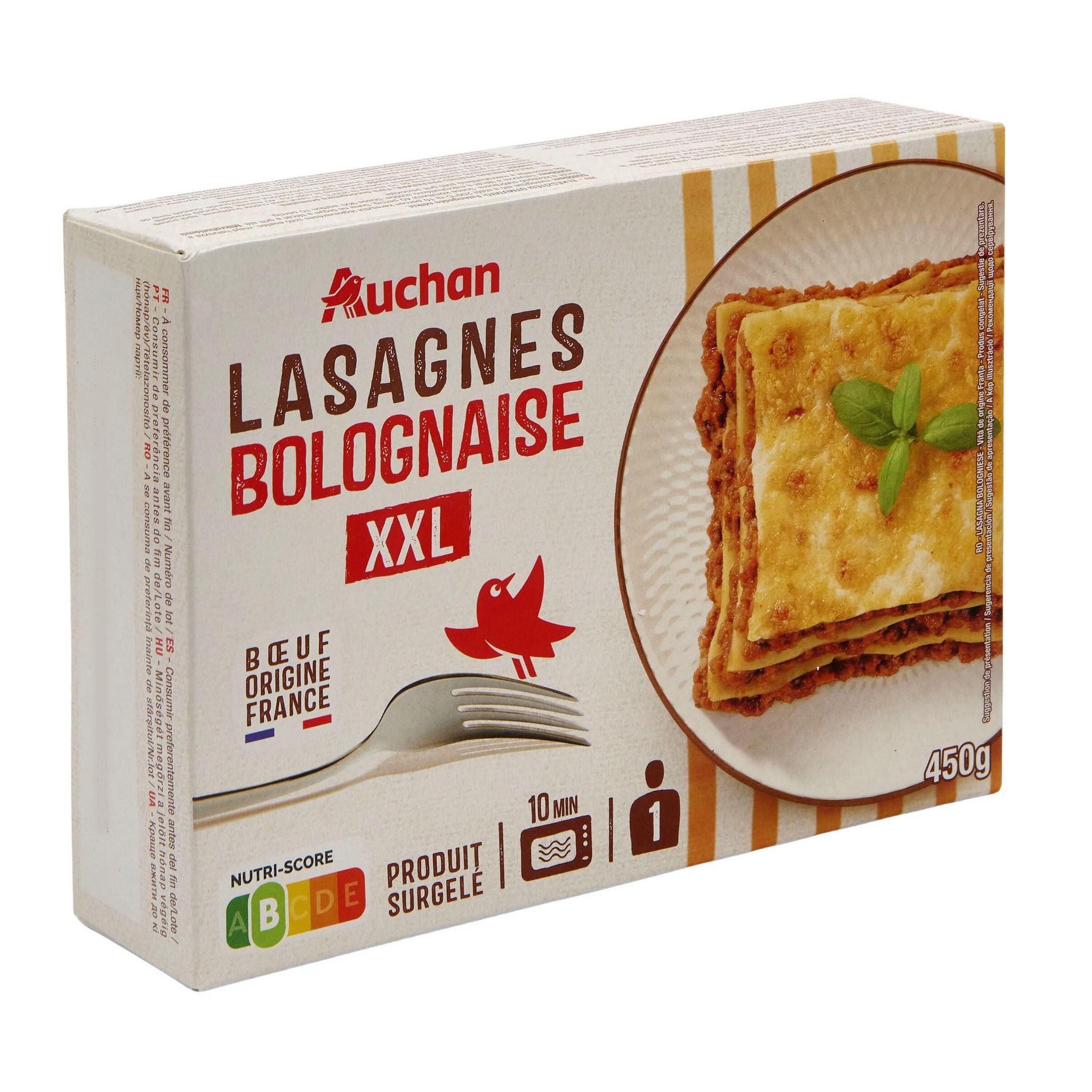 Voir la diapositive 5 : AUCHAN Lasagnes à la bolognaise XXL 1 portion 450g