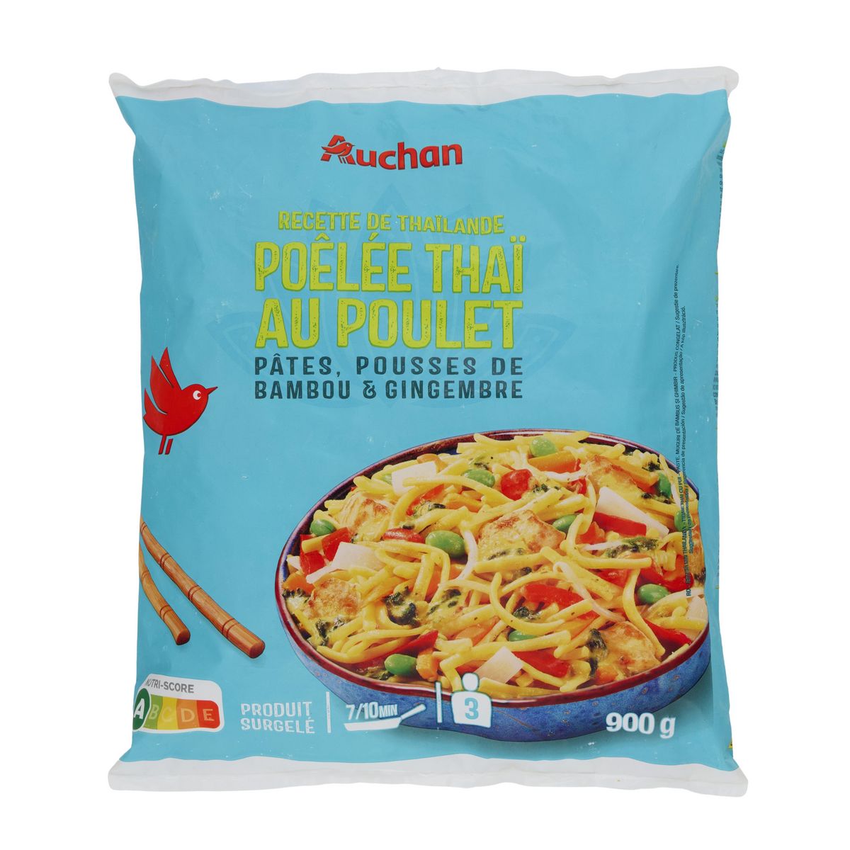 AUCHAN Poêlée thaï au poulet 3 portions 900g