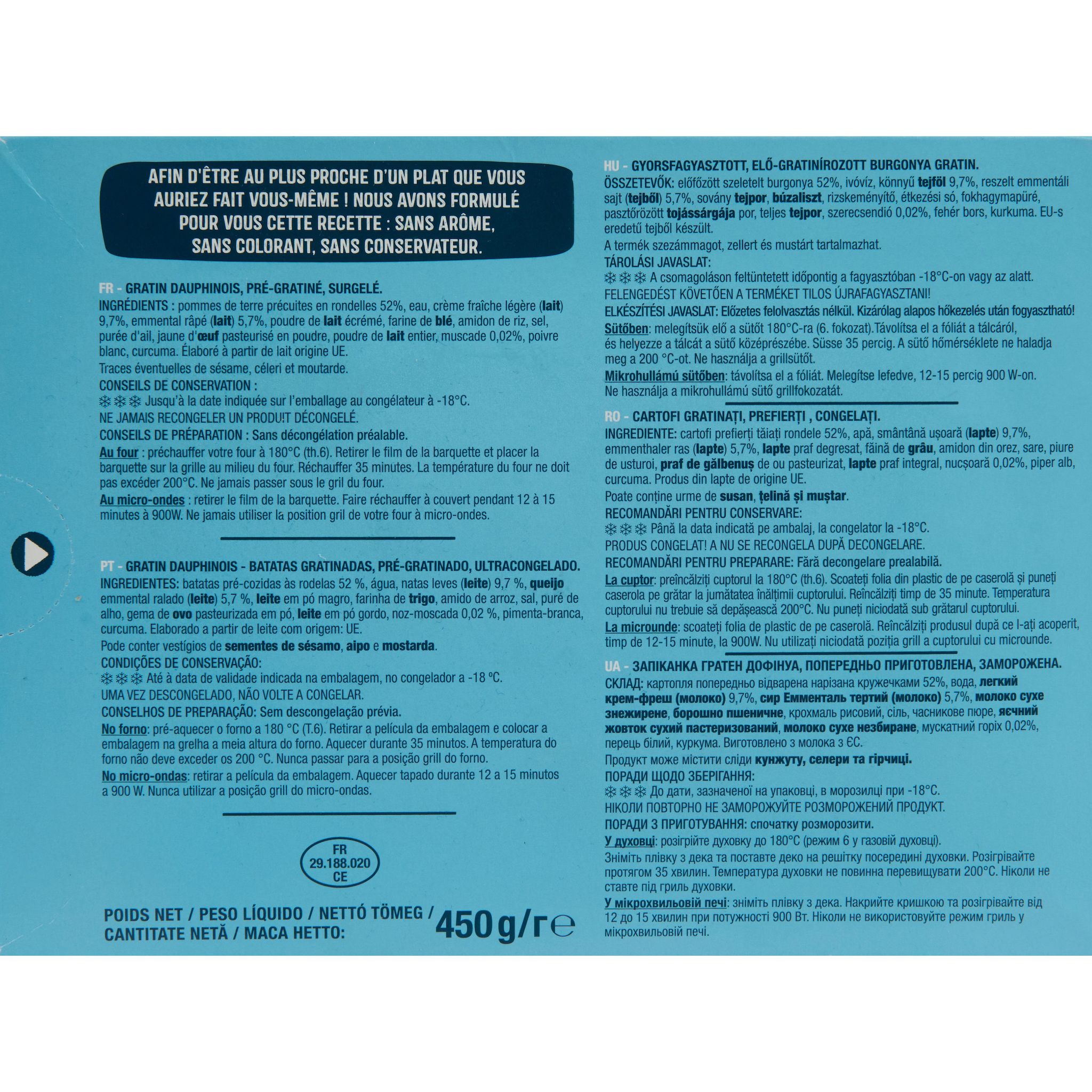 Voir la diapositive 4 : AUCHAN Gratin dauphinois 3 portions 450g