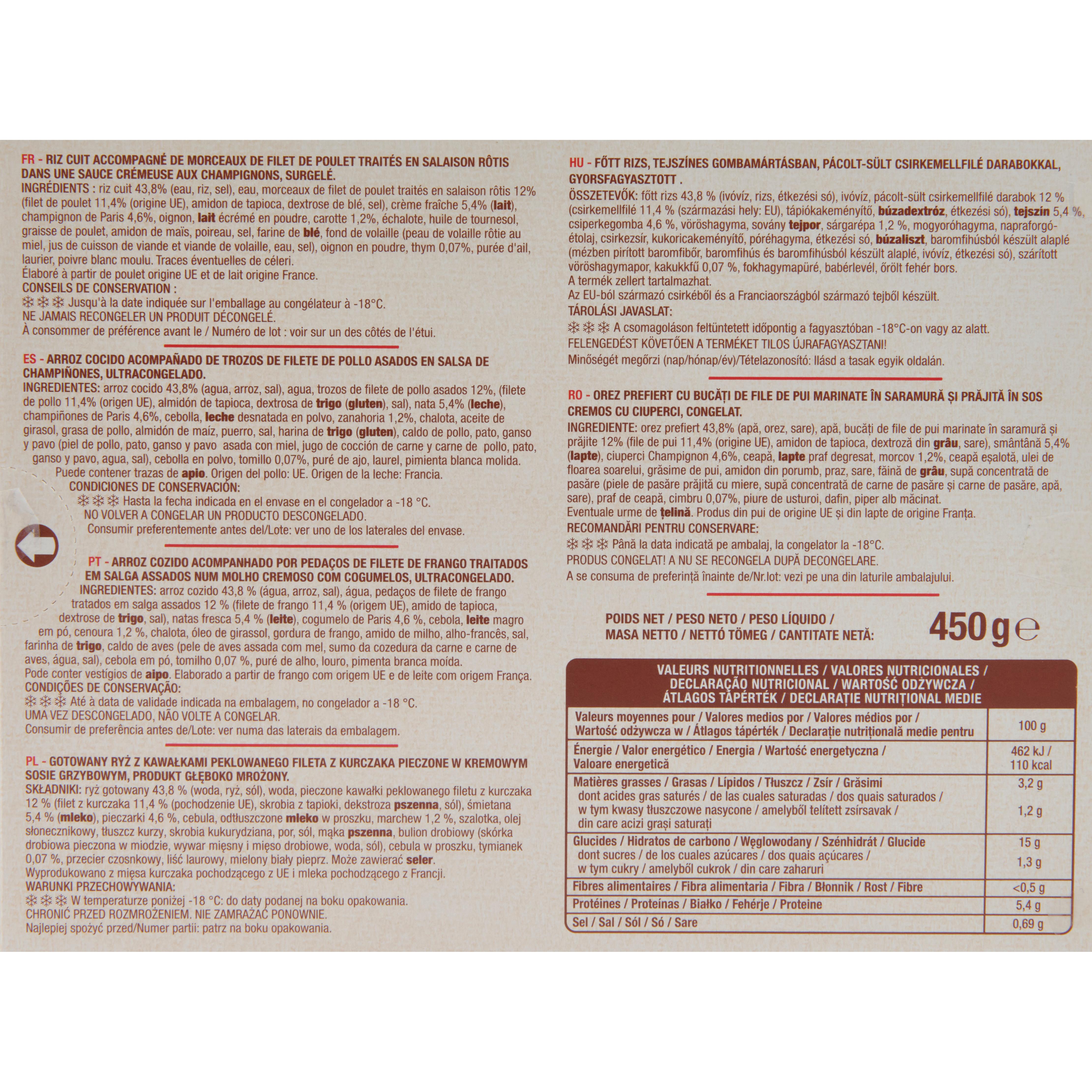 Voir la diapositive 3 : AUCHAN Blanquette de volaille et riz XXL 1 portion 450g