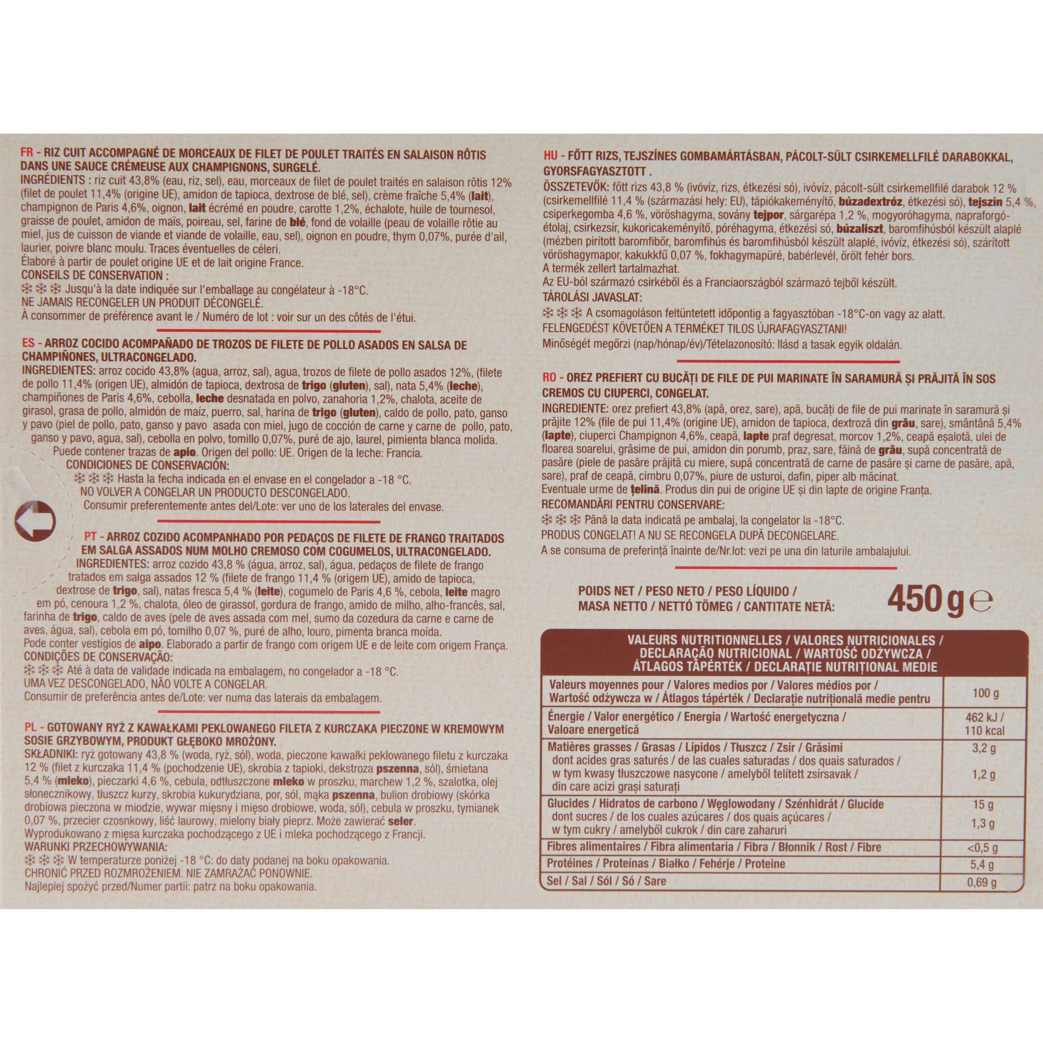 Voir la diapositive 3 : AUCHAN Blanquette de volaille et riz XXL 1 portion 450g