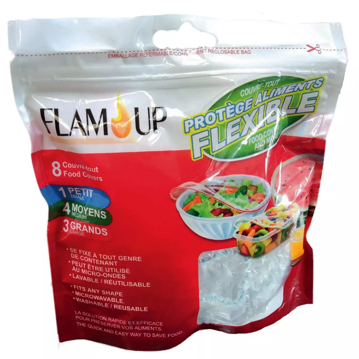 FLAM'UP Protèges aliments flexibles multi-taille 8 couvres-tout pas cher 