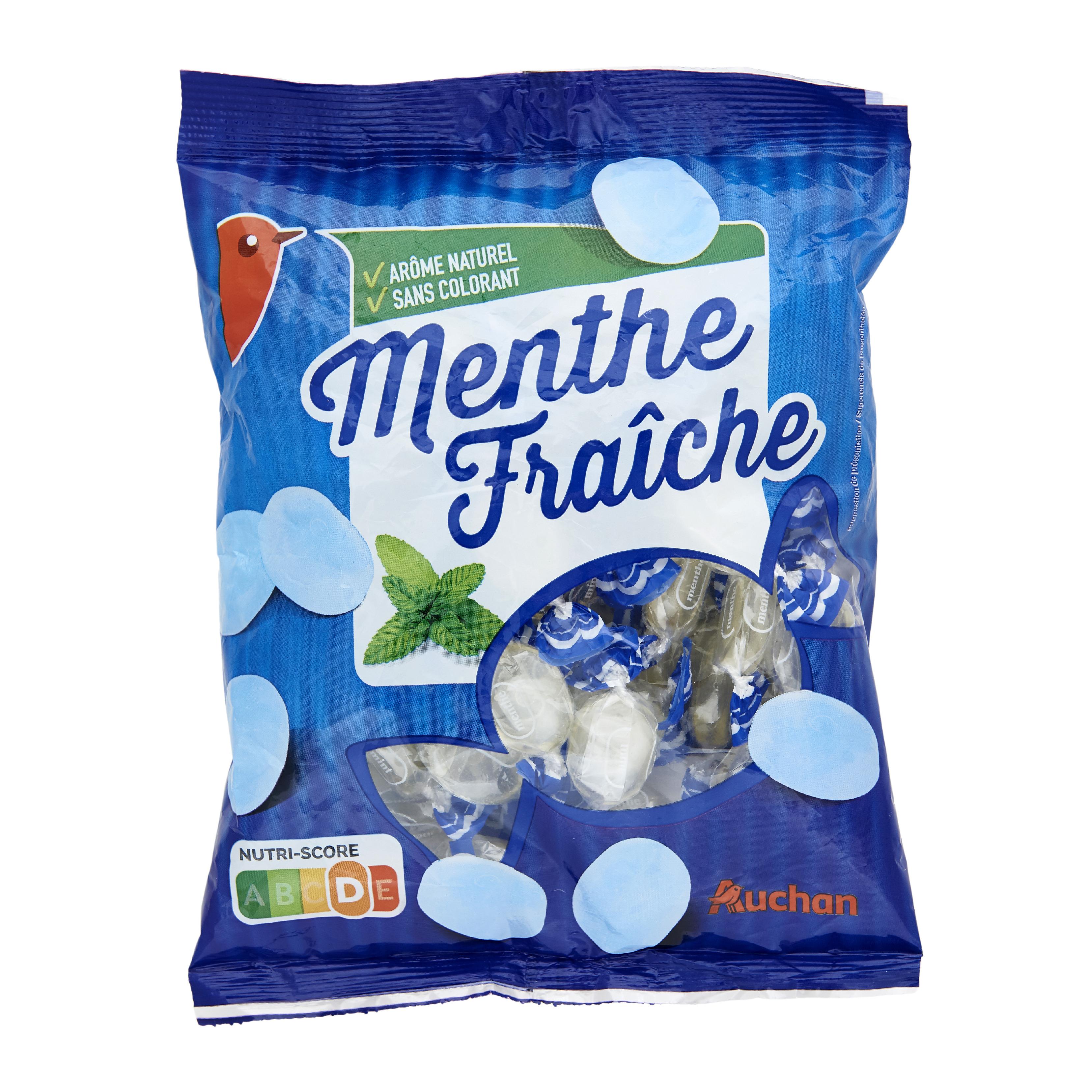 Voir la diapositive 3 : AUCHAN Bonbons à la menthe fraîche 58 bonbons 350g