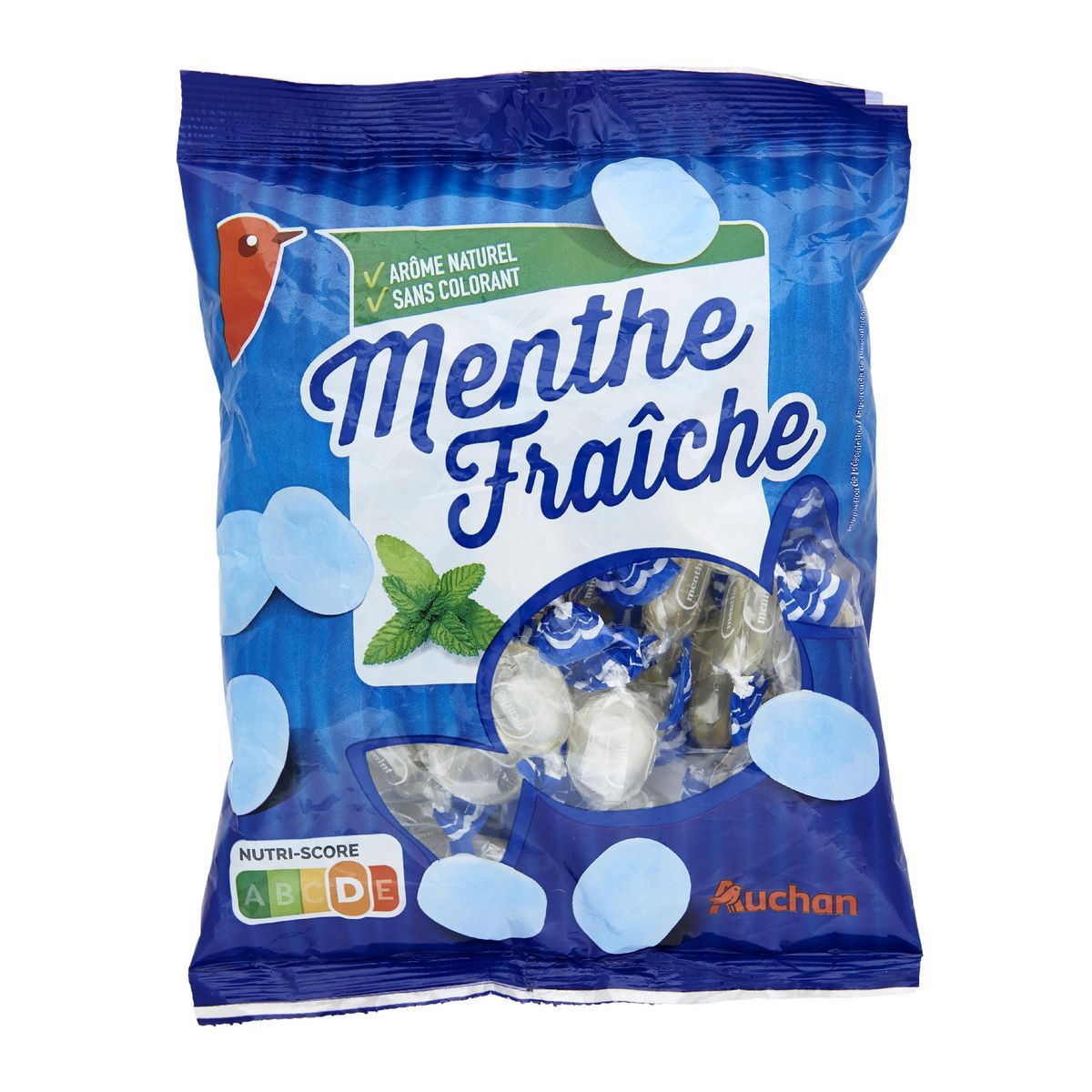 AUCHAN Bonbons à la menthe fraîche 58 bonbons 350g