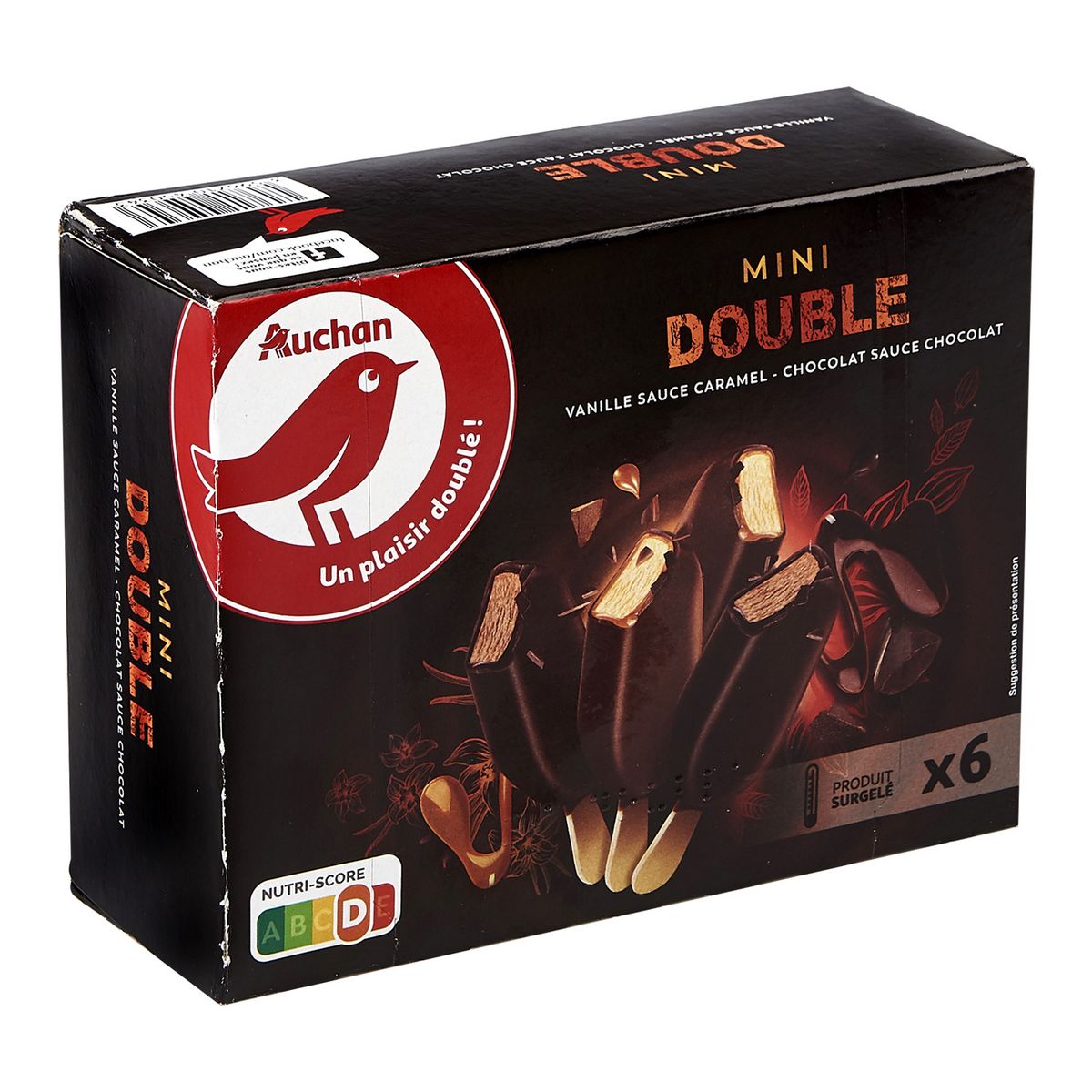 AUCHAN Mini bâtonnet glacé double 6 pièces 228g